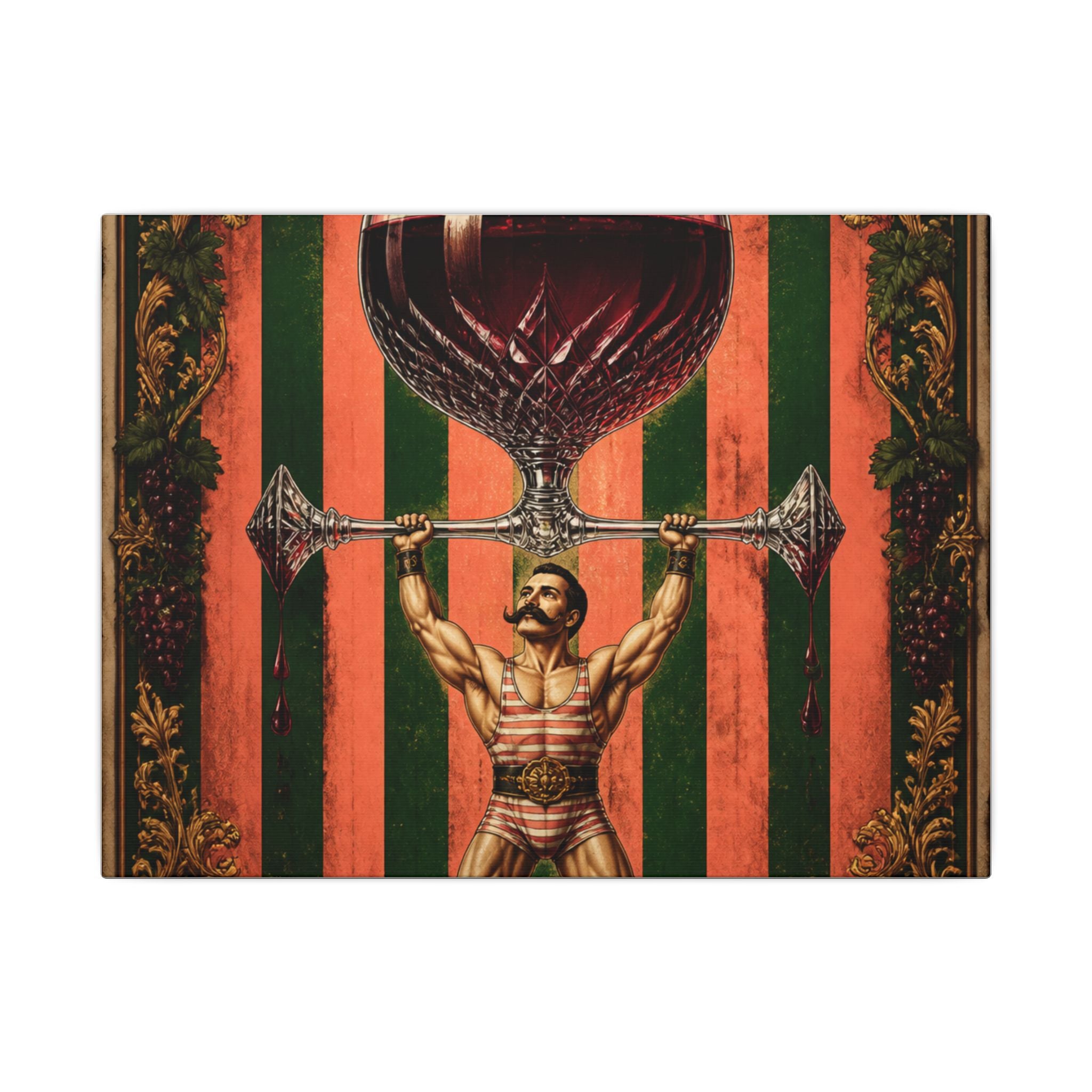 Wine Glass Strongman Wall Art Canvas 24×36 Baroque Studio Decor Maximalist Print