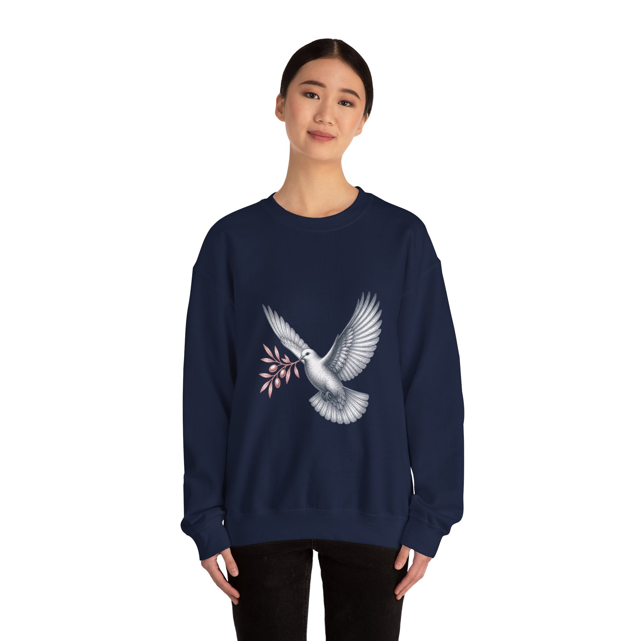 Matching Couple Sweatshirt - Wolf & Dove Matching Couple Premium Fleece Sweatshirt Vintage Art His Hers Honeymoon Gift - Design B