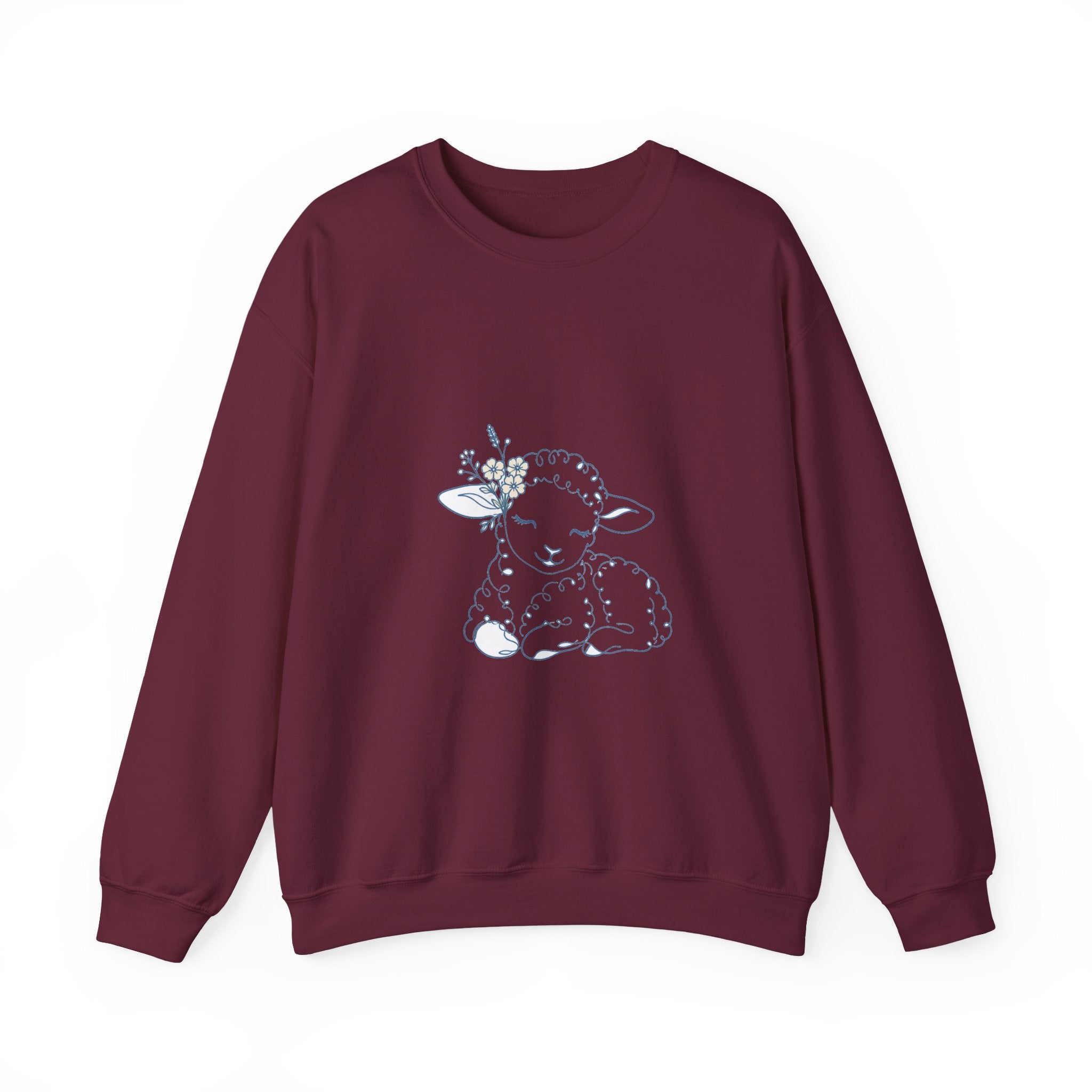 Matching Couple Sweatshirt - Lion & Lamb Matching Couple Crewneck Sweatshirt Minimalist Art His Hers Valentine Gift - Design B