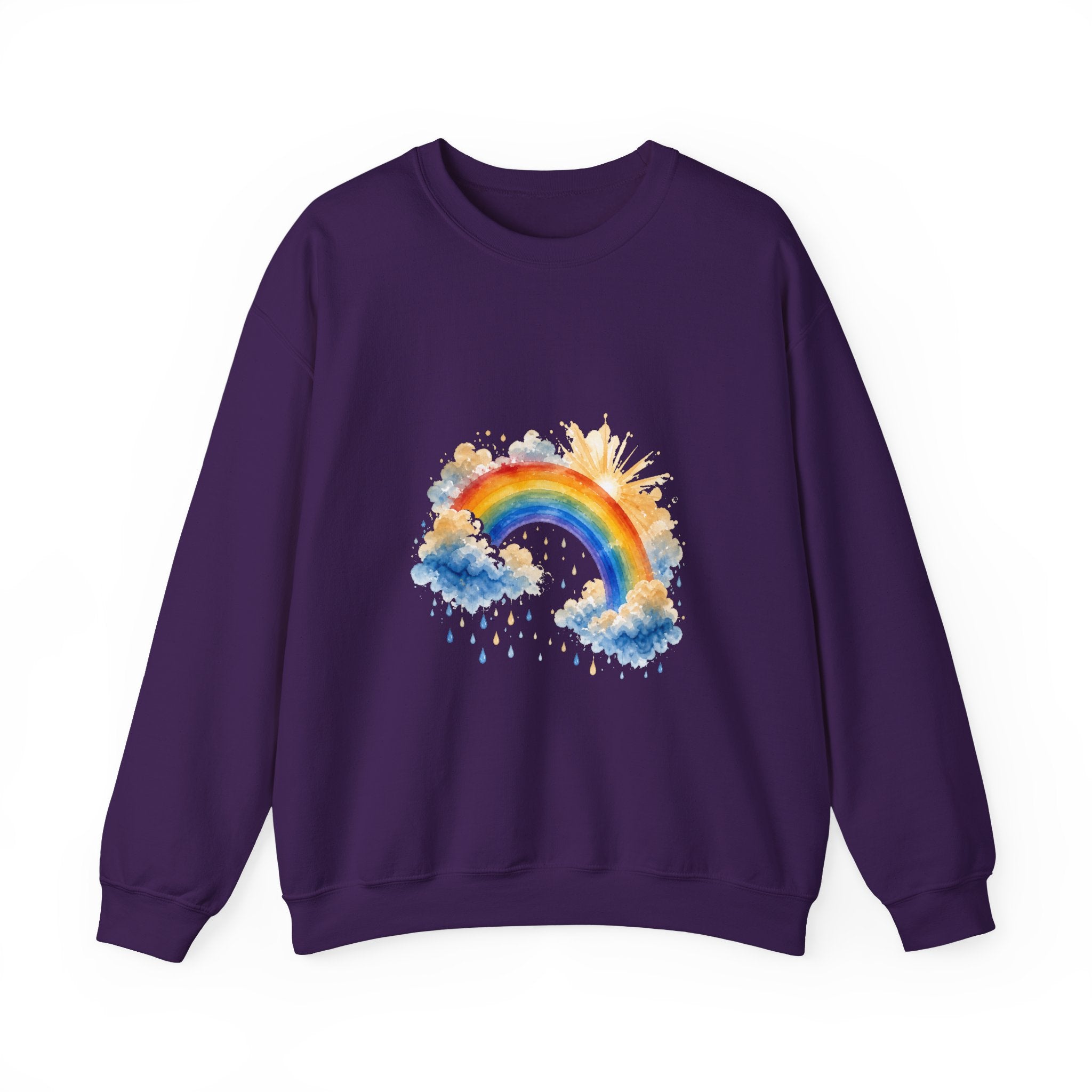 Matching Couple Sweatshirt - Storm & Rainbow Matching Couple Comfort Colors Crew Watercolor Art His Hers Birthday Gift - Design B