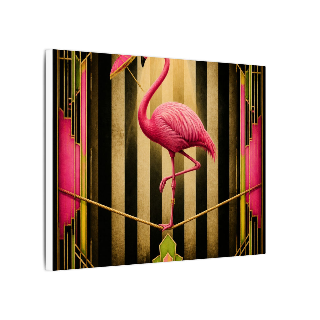 Flamingo Tightrope Wall Art Canvas 16×20 Art Deco Entryway Decor Maximalist Print