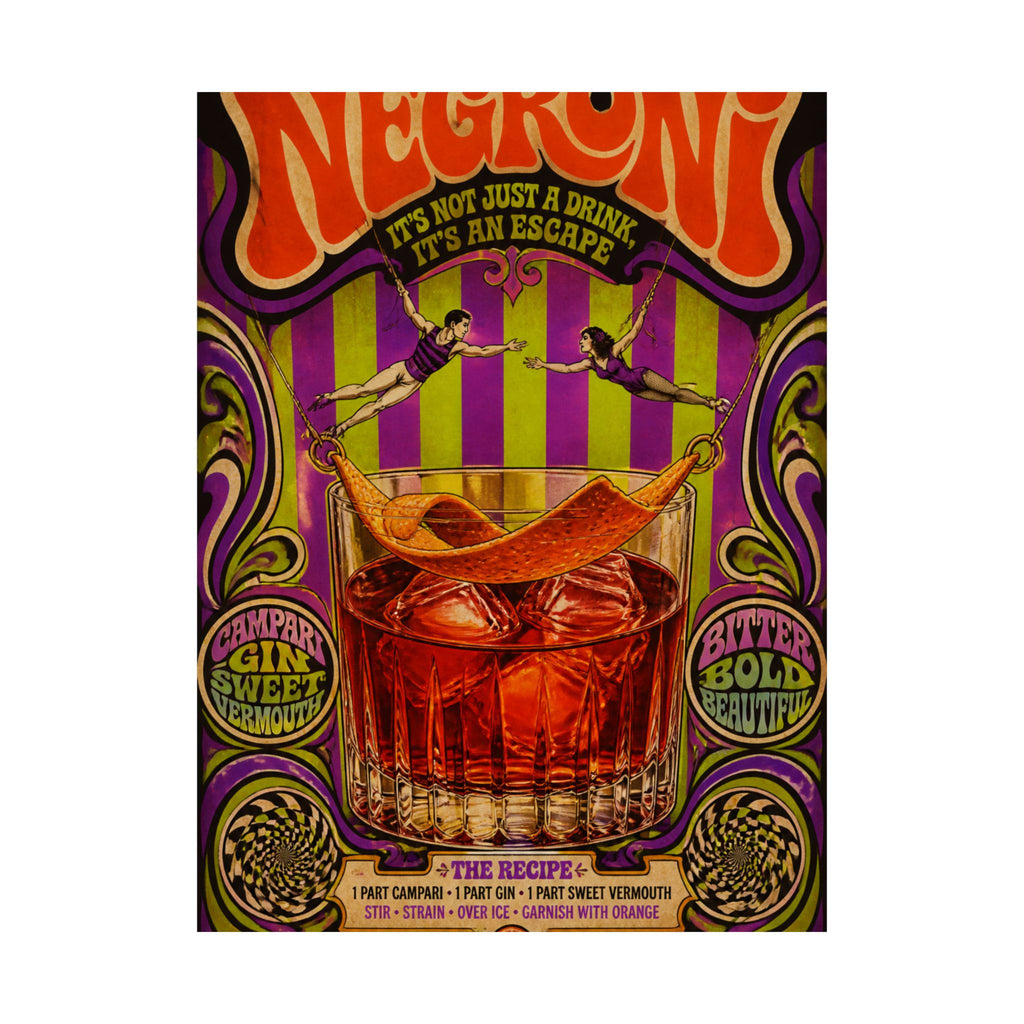 Negroni Trapeze Act Wall Art Poster 24×36 Psychedelic Dining Room Decor Maximalist Print