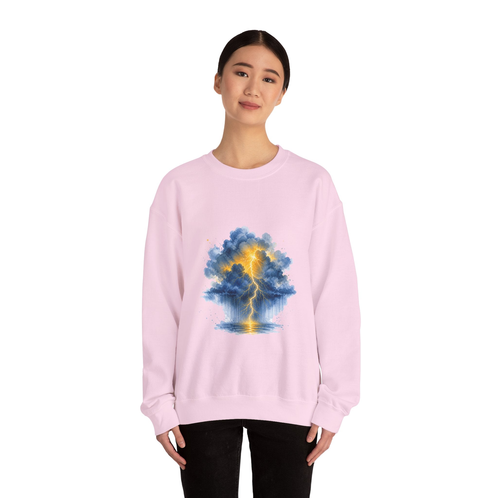Matching Couple Sweatshirt - Storm & Rainbow Matching Couple Premium Fleece Sweatshirt Watercolor Art His Hers Birthday Gift - Design A