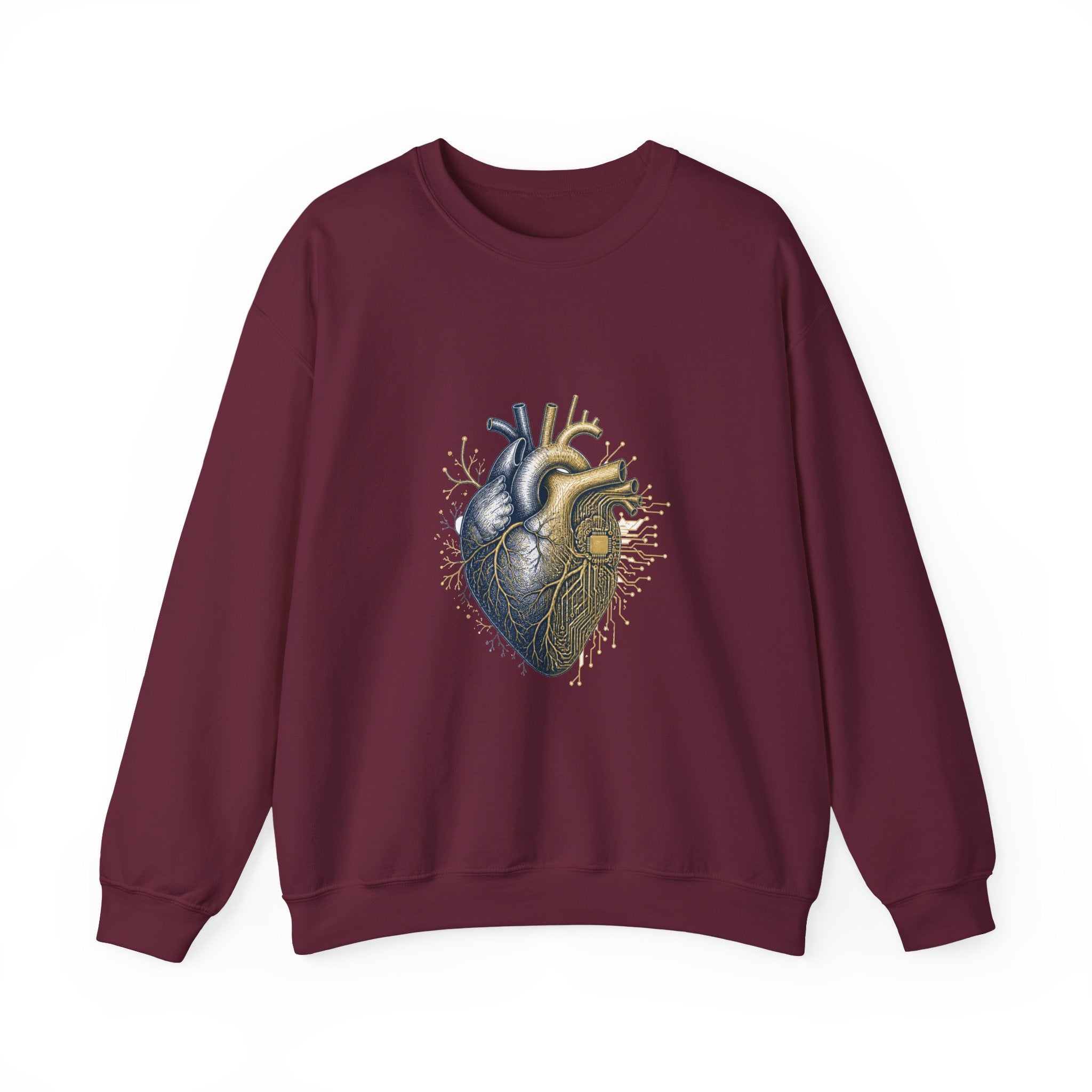 Matching Couple Sweatshirt - Robot & Heart Matching Couple Comfort Colors Crew Hand-Drawn Art His Hers Anniversary Gift - Design B