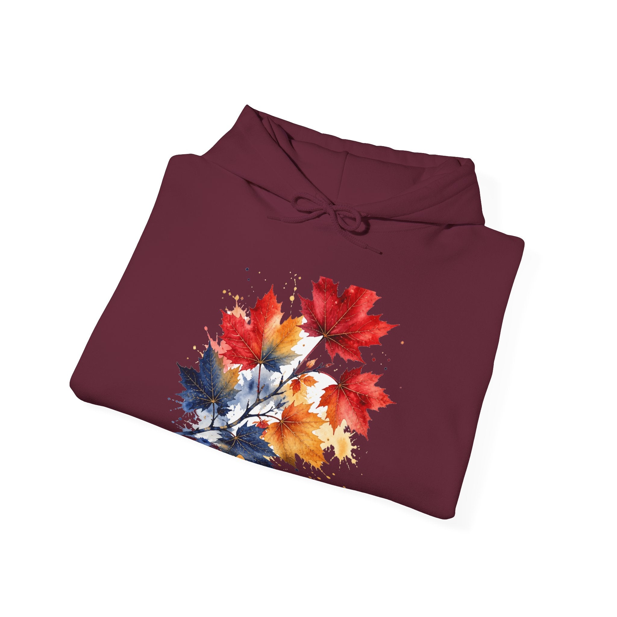 Matching Couple Sweatshirt - Cherry Blossom & Maple Leaf Matching Couple Hooded Sweatshirt Watercolor Art His Hers Engagement Gift - Design B