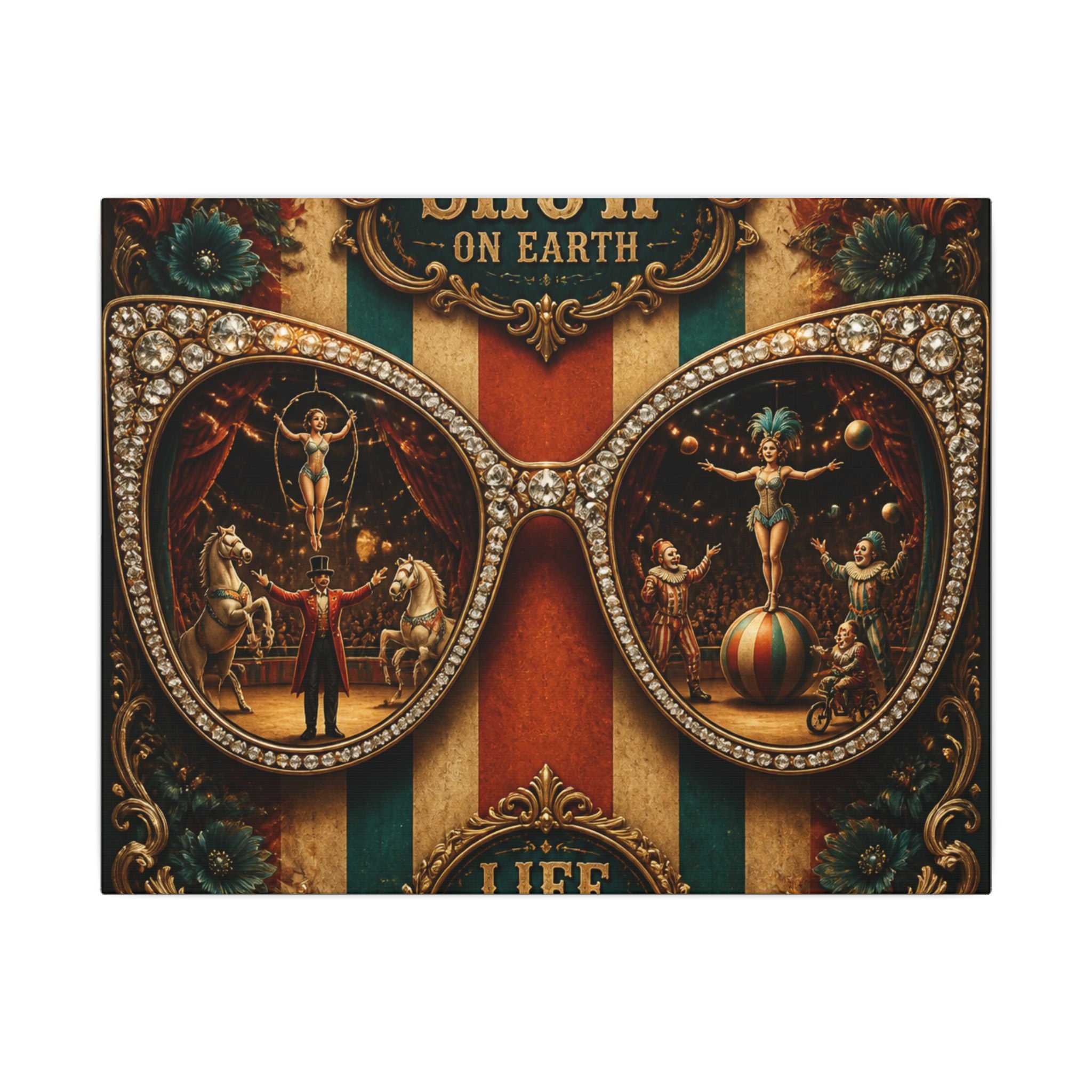 Sunglasses Circus Ring Wall Art Canvas 16×20 Baroque Home Office Decor Maximalist Print
