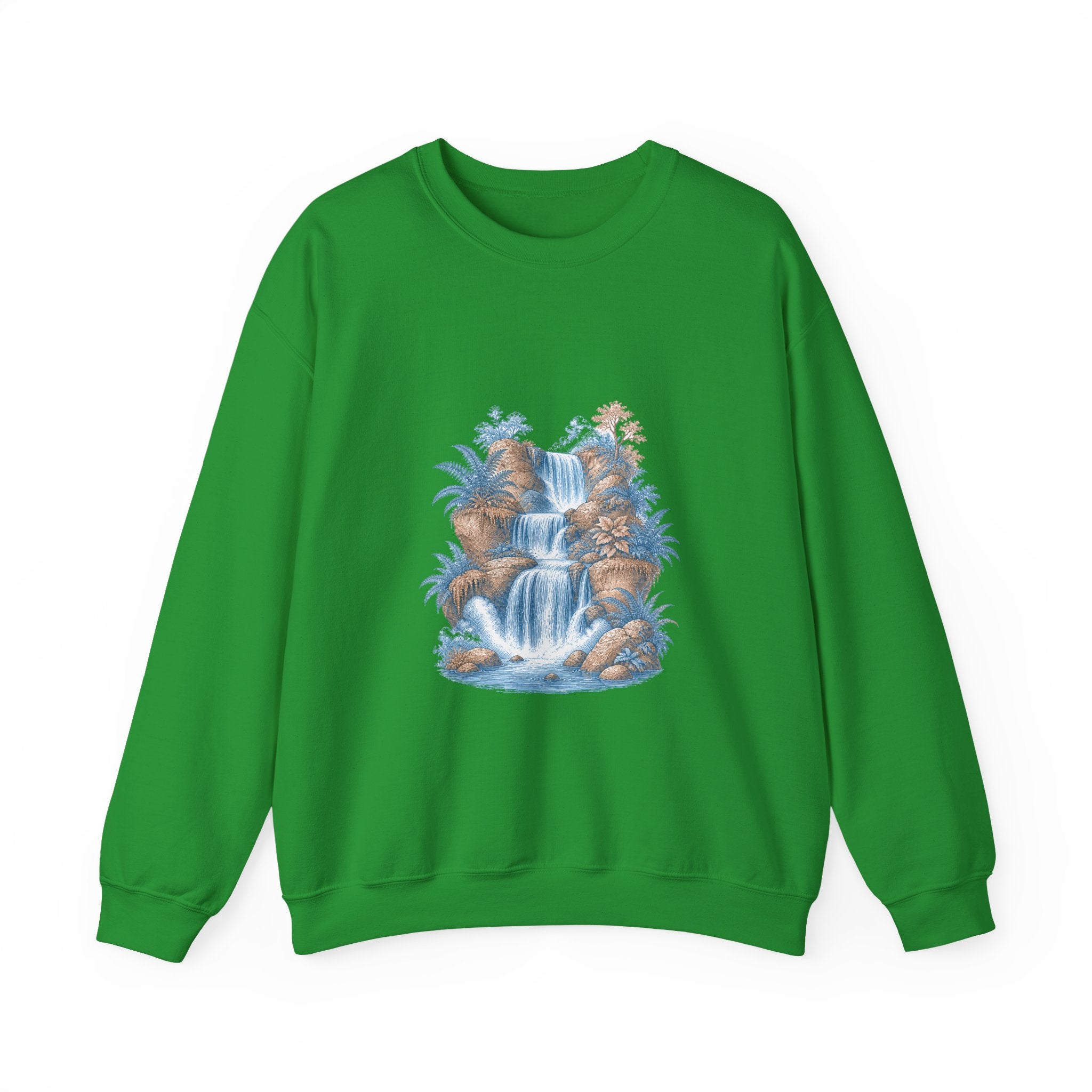Matching Couple Sweatshirt - Wildfire & Waterfall Matching Couple Premium Fleece Sweatshirt Vintage Art His Hers Honeymoon Gift - Design B
