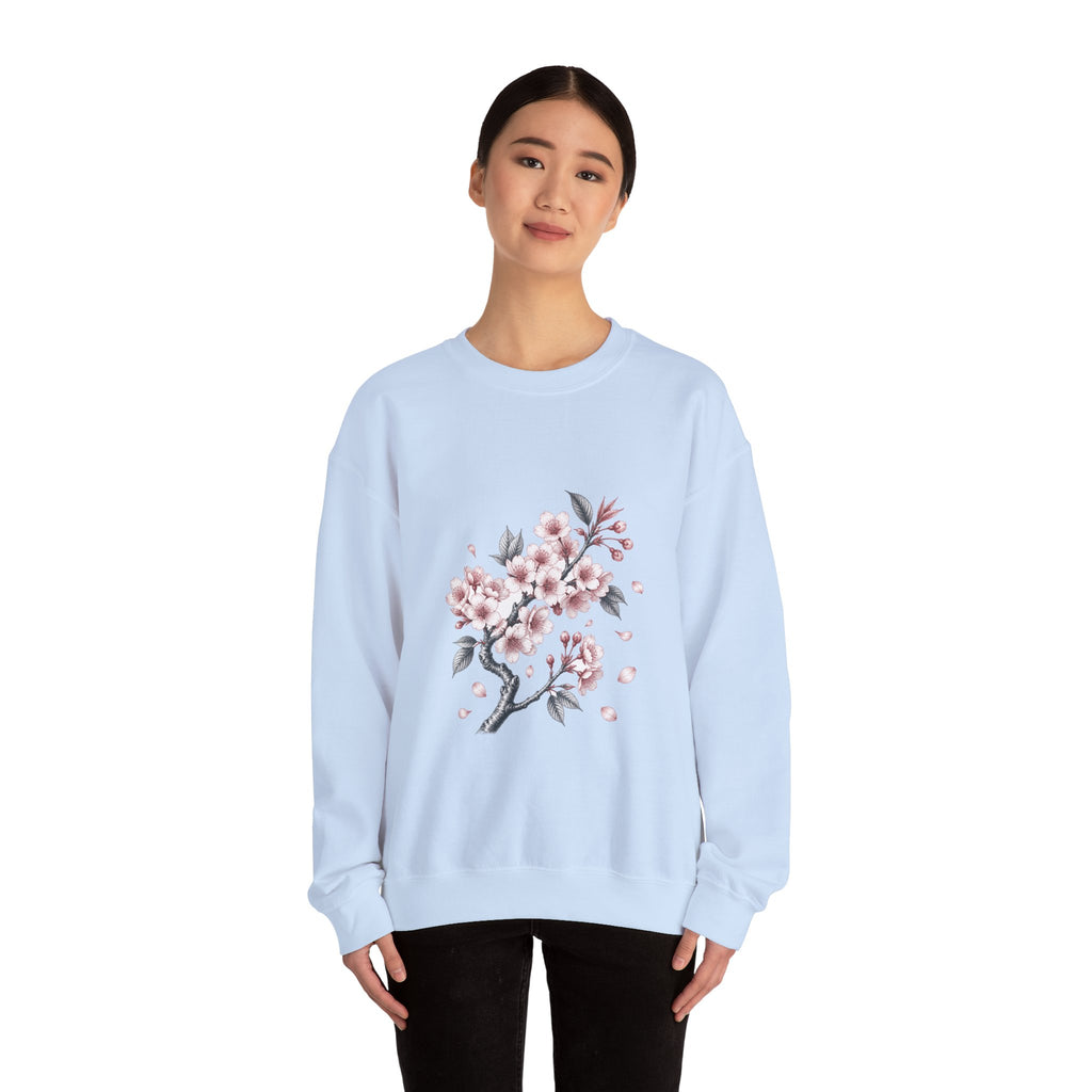 Matching Couple Sweatshirt - Cherry Blossom & Maple Leaf Matching Couple Crewneck Sweatshirt Vintage Art His Hers Wedding Gift - Design A