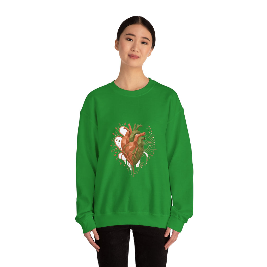 Matching Couple Sweatshirt - Robot & Heart Matching Couple Crewneck Sweatshirt Geometric Art His Hers Couple Gift - Design B