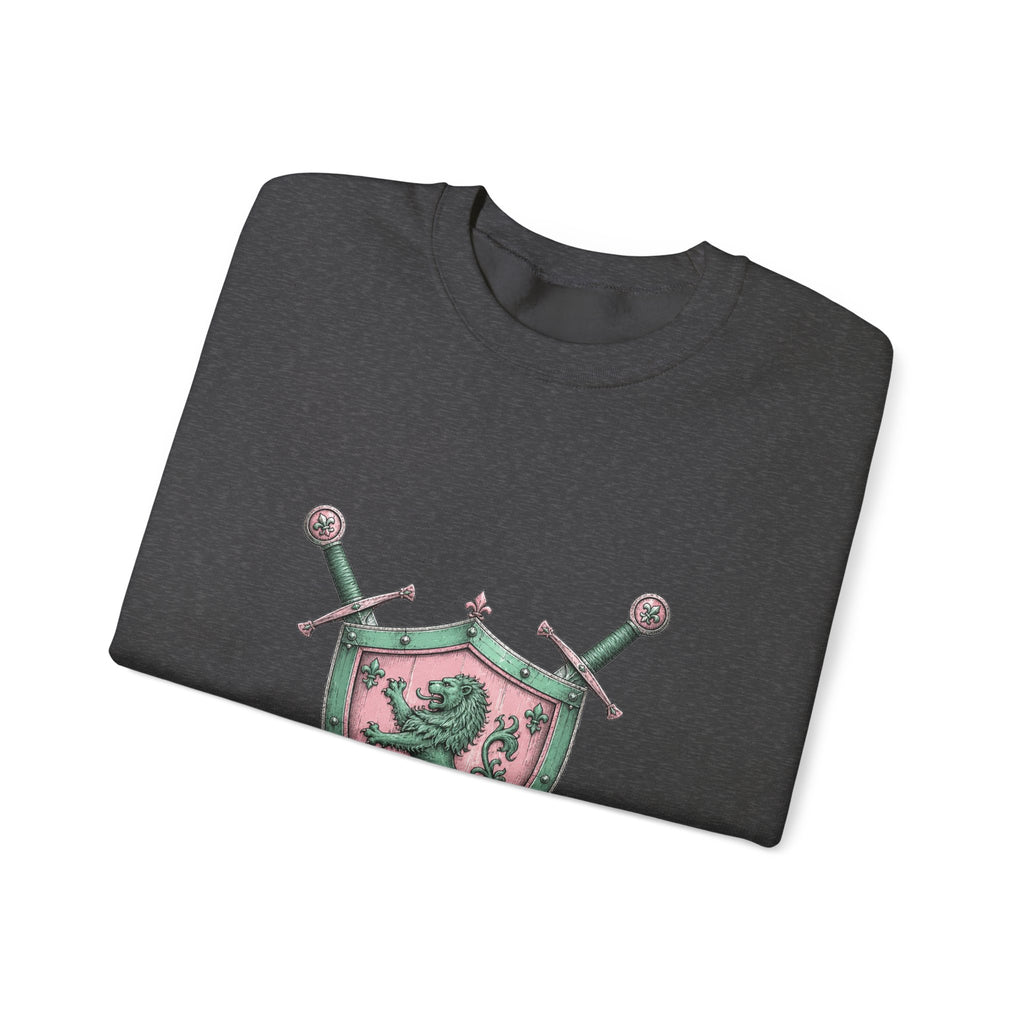 Matching Couple Sweatshirt - Crown & Shield Matching Couple Comfort Colors Crew Hand-Drawn Art His Hers Anniversary Gift - Design B