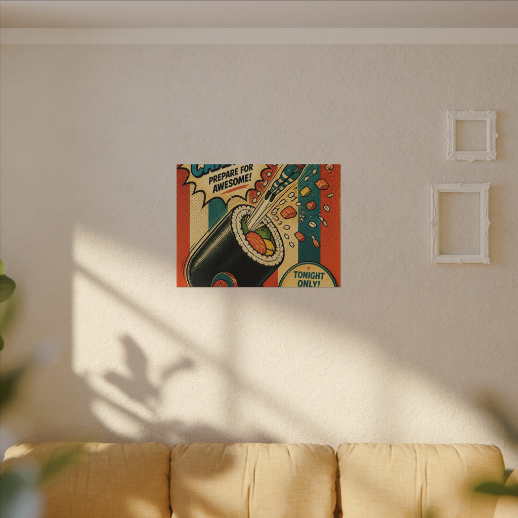 Sushi Roll Cannon Wall Art Canvas 16×20 Pop Art Living Room Decor Maximalist Print