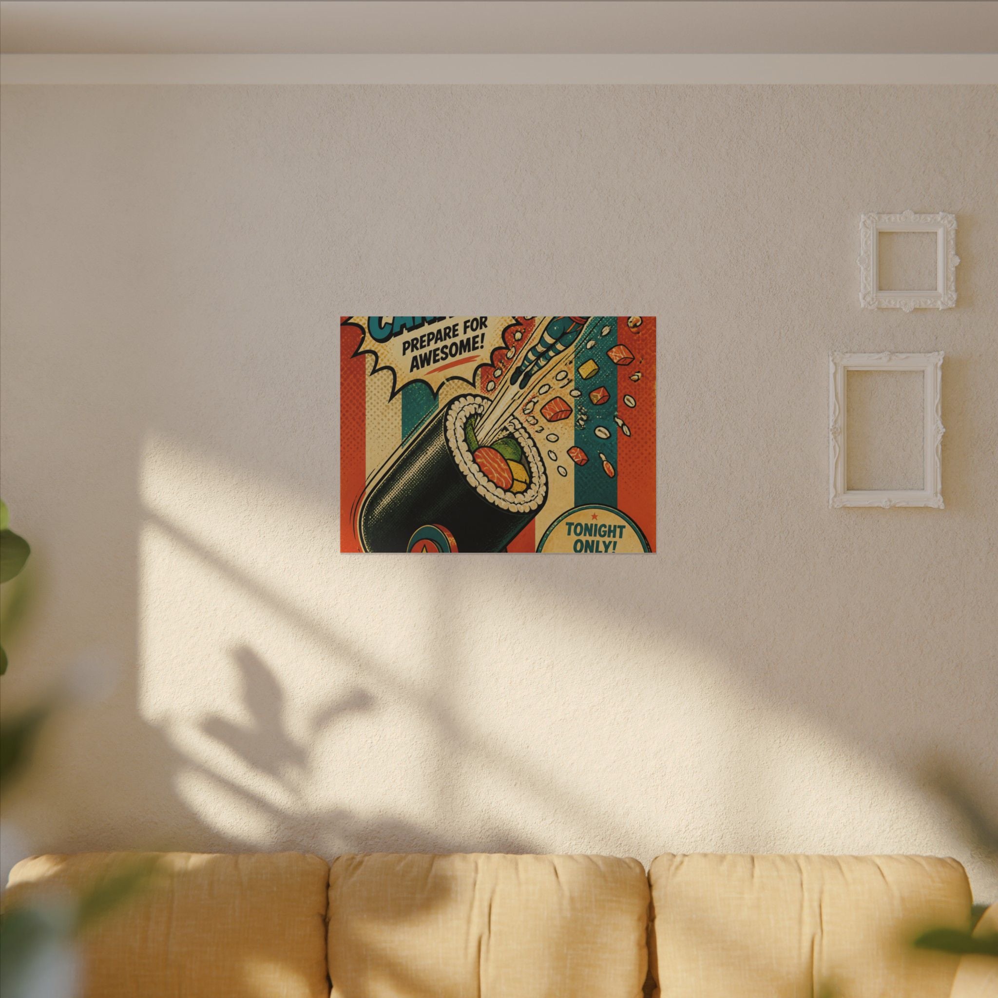 Sushi Roll Cannon Wall Art Canvas 16×20 Pop Art Living Room Decor Maximalist Print