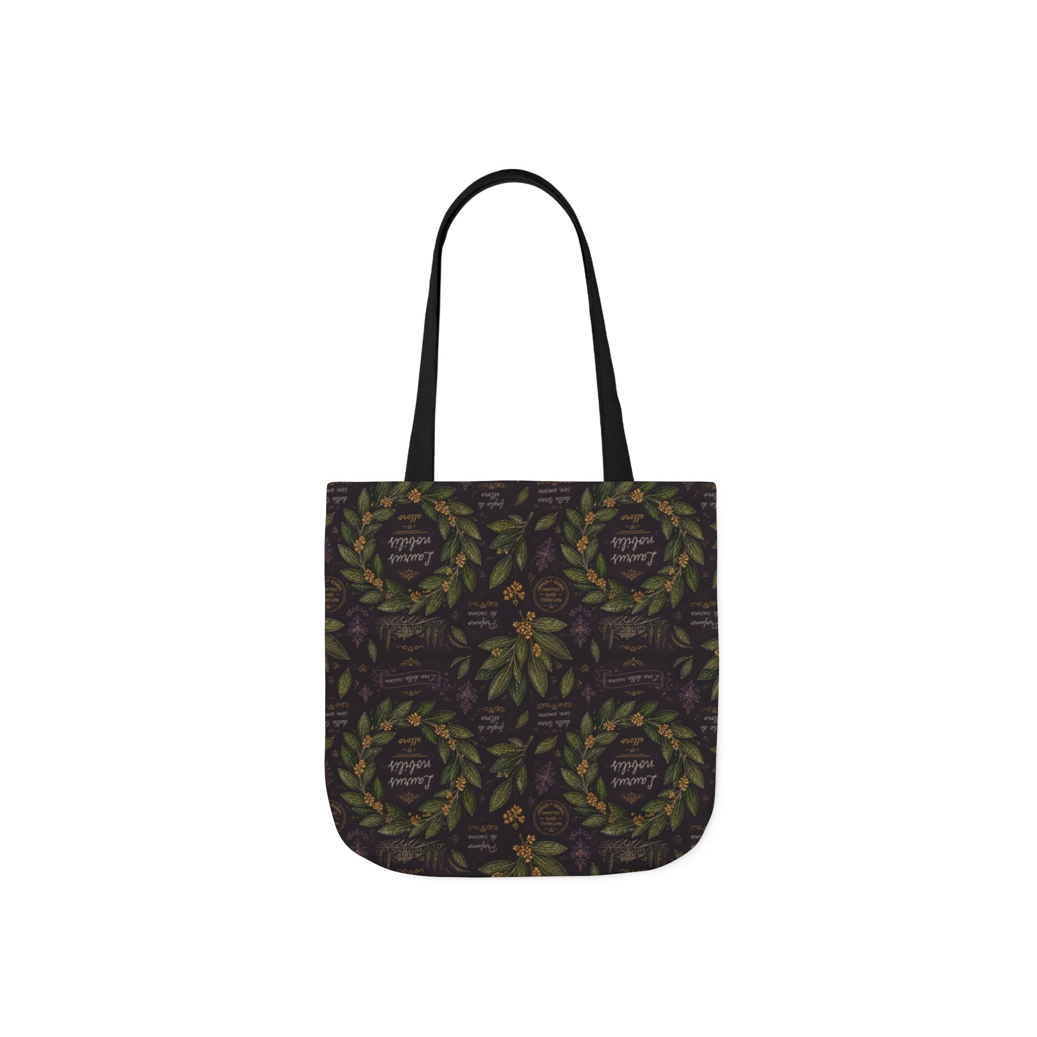 Bay Laurel Wreath Canvas Tote Bag Mediterranean Kitchen Chalk Art Design Italian Cottagecore Gift