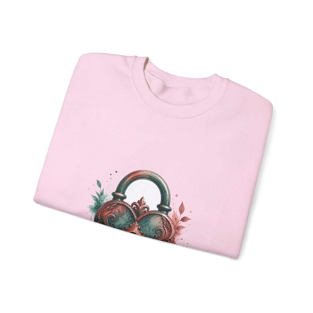 Matching Couple Sweatshirt - Key & Lock Matching Couple Premium Fleece Sweatshirt Watercolor Art His Hers Birthday Gift - Design B