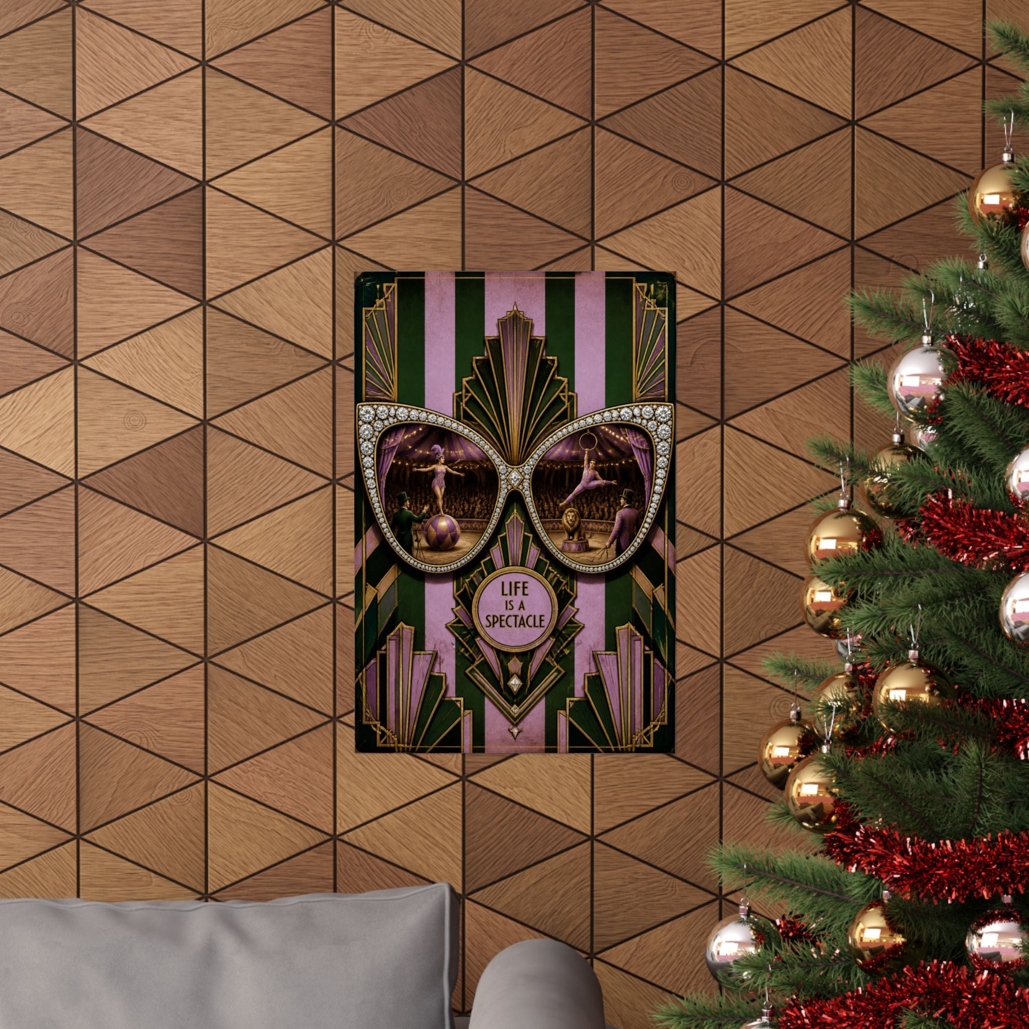 Sunglasses Circus Ring Wall Art Poster 24×36 Art Deco Bar Area Decor Maximalist Print