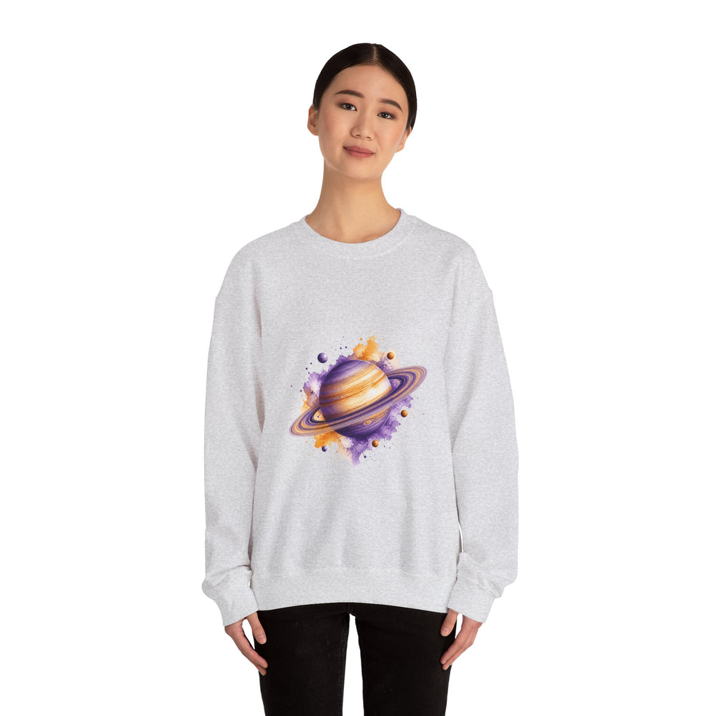 Matching Couple Sweatshirt - Saturn & Jupiter Matching Couple Comfort Colors Crew Watercolor Art His Hers Birthday Gift - Design A
