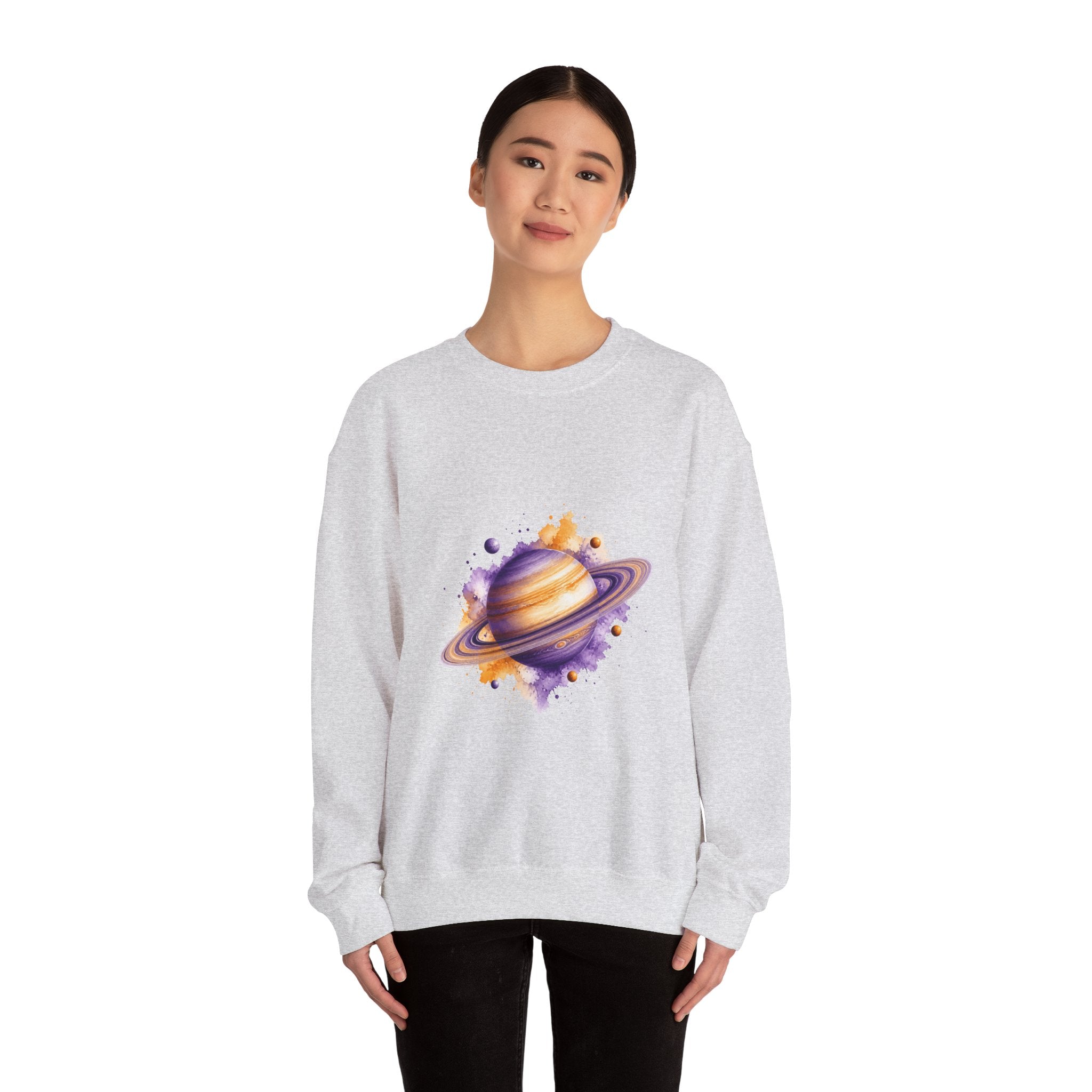 Matching Couple Sweatshirt - Saturn & Jupiter Matching Couple Comfort Colors Crew Watercolor Art His Hers Birthday Gift - Design A