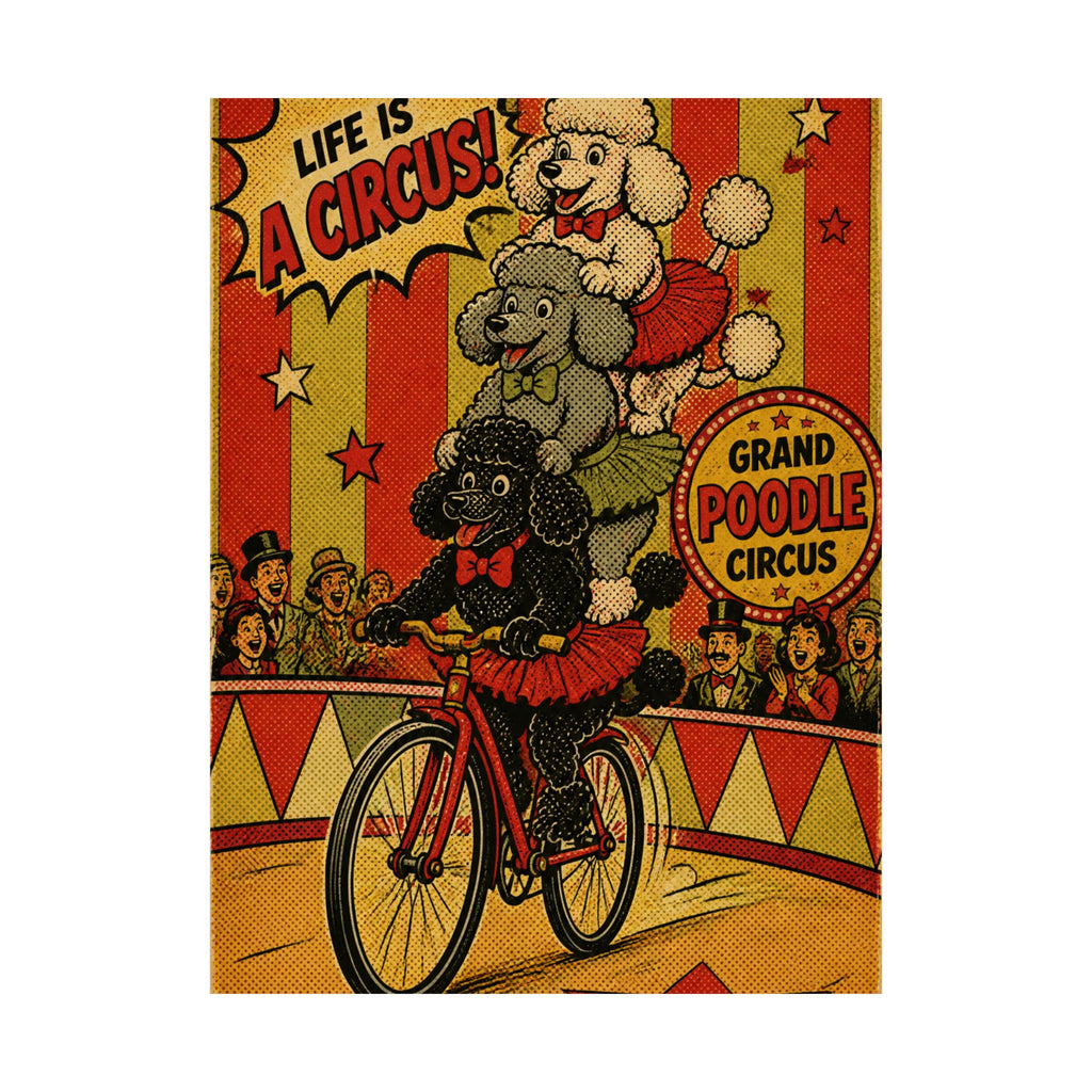 Poodle Stack Bicycle Wall Art Poster 24×36 Pop Art Restaurant Decor Maximalist Print