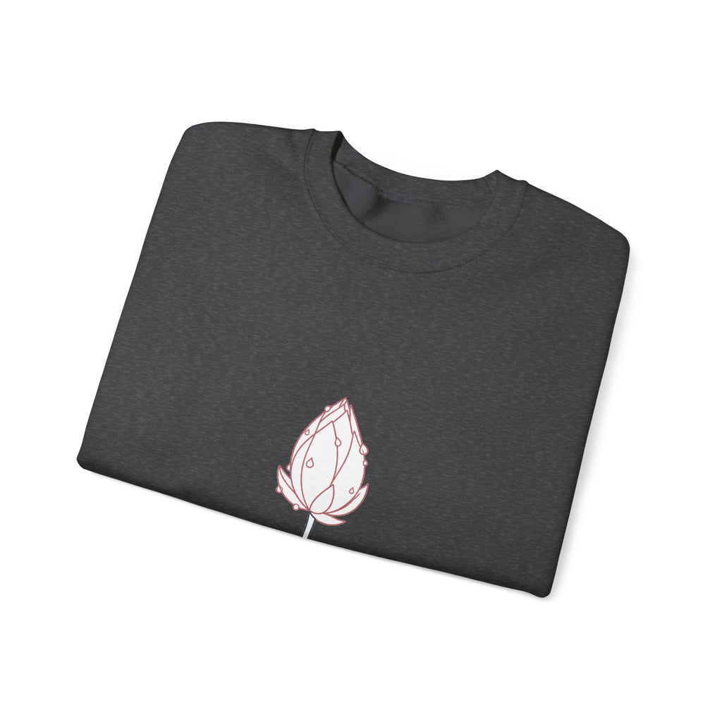 Matching Couple Sweatshirt - Open & Closed Lotus Matching Couple Crewneck Sweatshirt Minimalist Art His Hers Valentine Gift - Design B