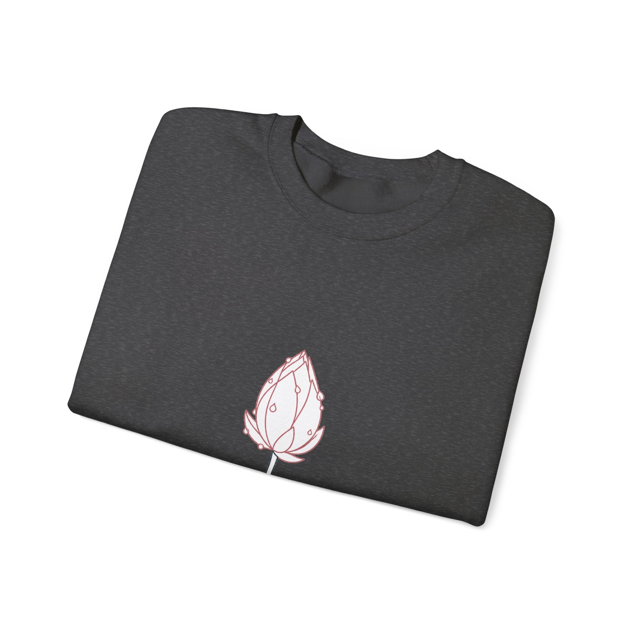 Matching Couple Sweatshirt - Open & Closed Lotus Matching Couple Crewneck Sweatshirt Minimalist Art His Hers Valentine Gift - Design B