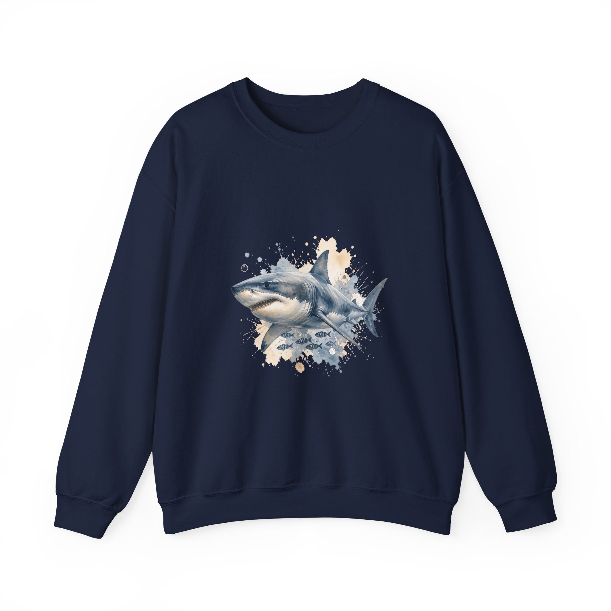 Matching Couple Sweatshirt - Shark & Dolphin Matching Couple Comfort Colors Crew Watercolor Art His Hers Birthday Gift - Design A
