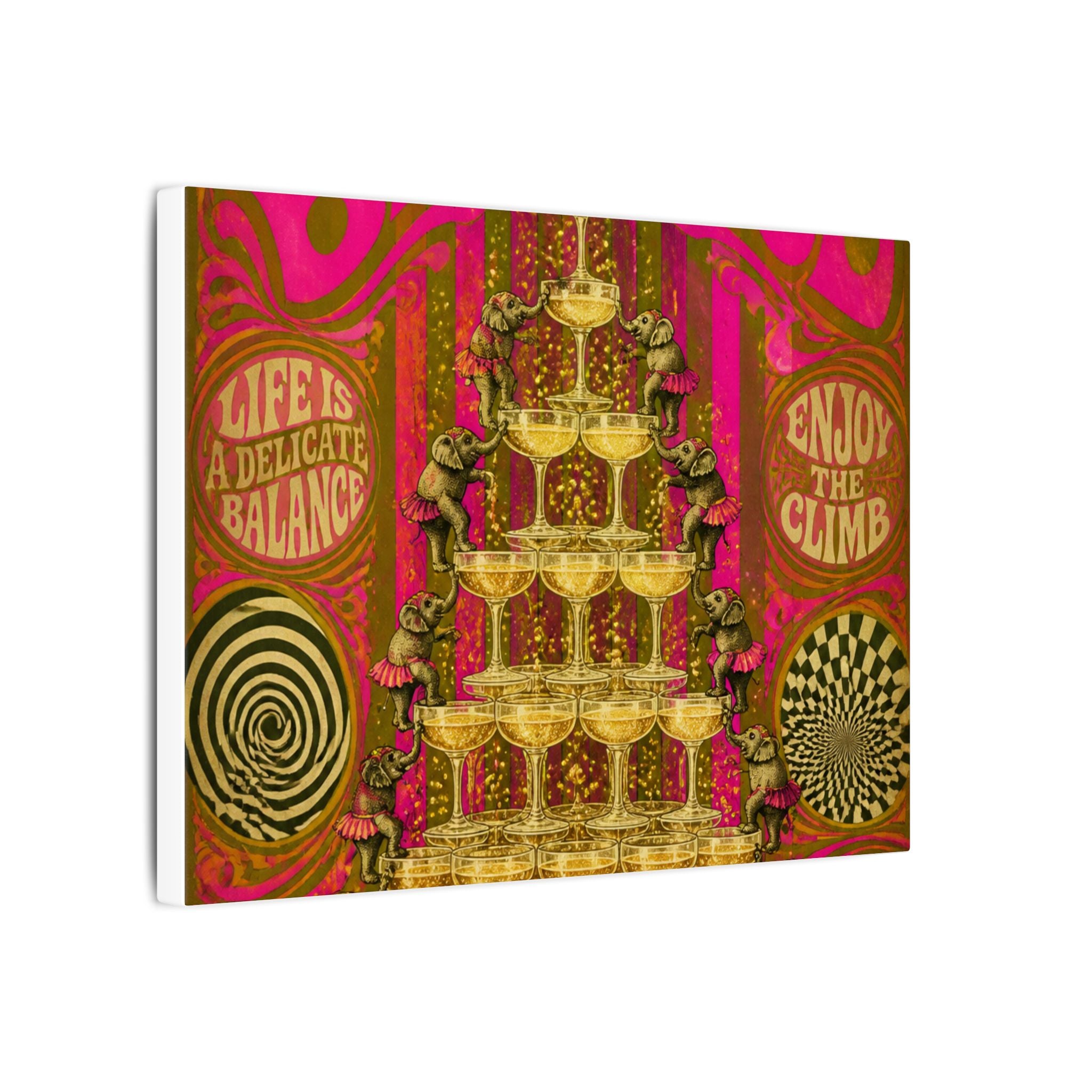 Champagne Tower Elephants Wall Art Canvas 16×20 Psychedelic Cafe Decor Maximalist Print