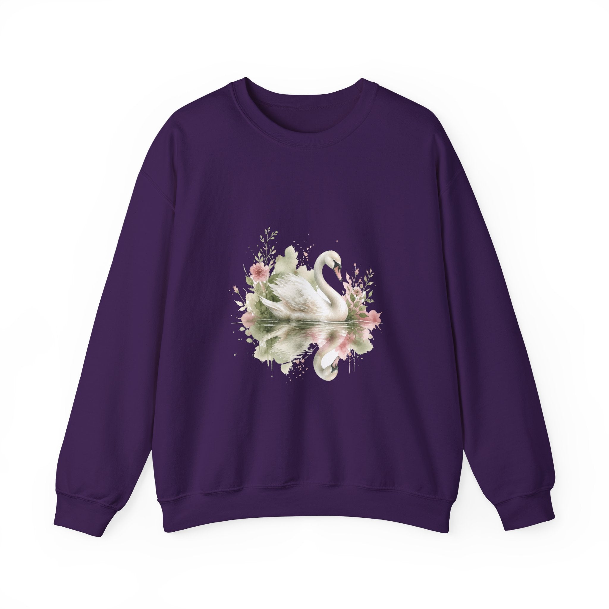 Matching Couple Sweatshirt - Raven & Swan Matching Couple Crewneck Sweatshirt Watercolor Art His Hers Engagement Gift - Design B