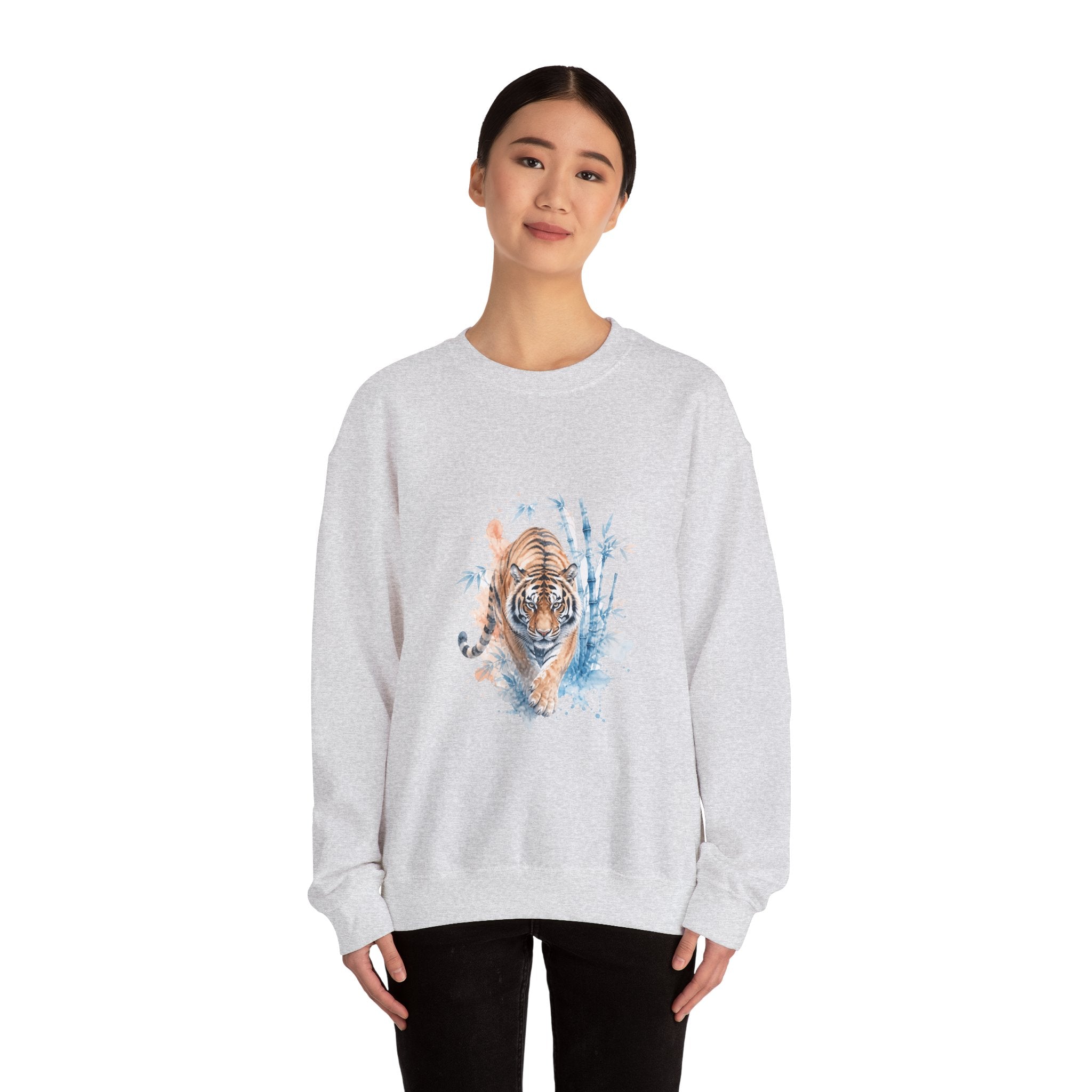 Matching Couple Sweatshirt - Tiger & Crane Matching Couple Comfort Colors Crew Watercolor Art His Hers Birthday Gift - Design A