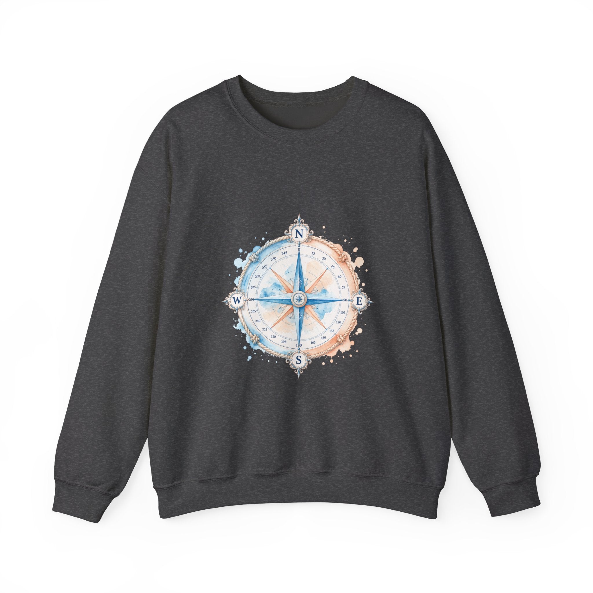 Matching Couple Sweatshirt - Compass North & South Matching Couple Premium Fleece Sweatshirt Watercolor Art His Hers Birthday Gift - Design A