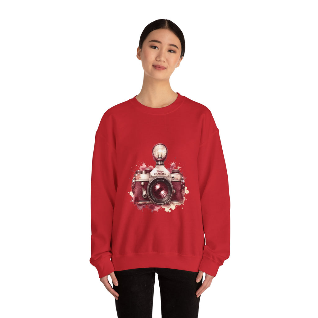 Matching Couple Sweatshirt - Camera & Film Matching Couple Premium Fleece Sweatshirt Watercolor Art His Hers Birthday Gift - Design A