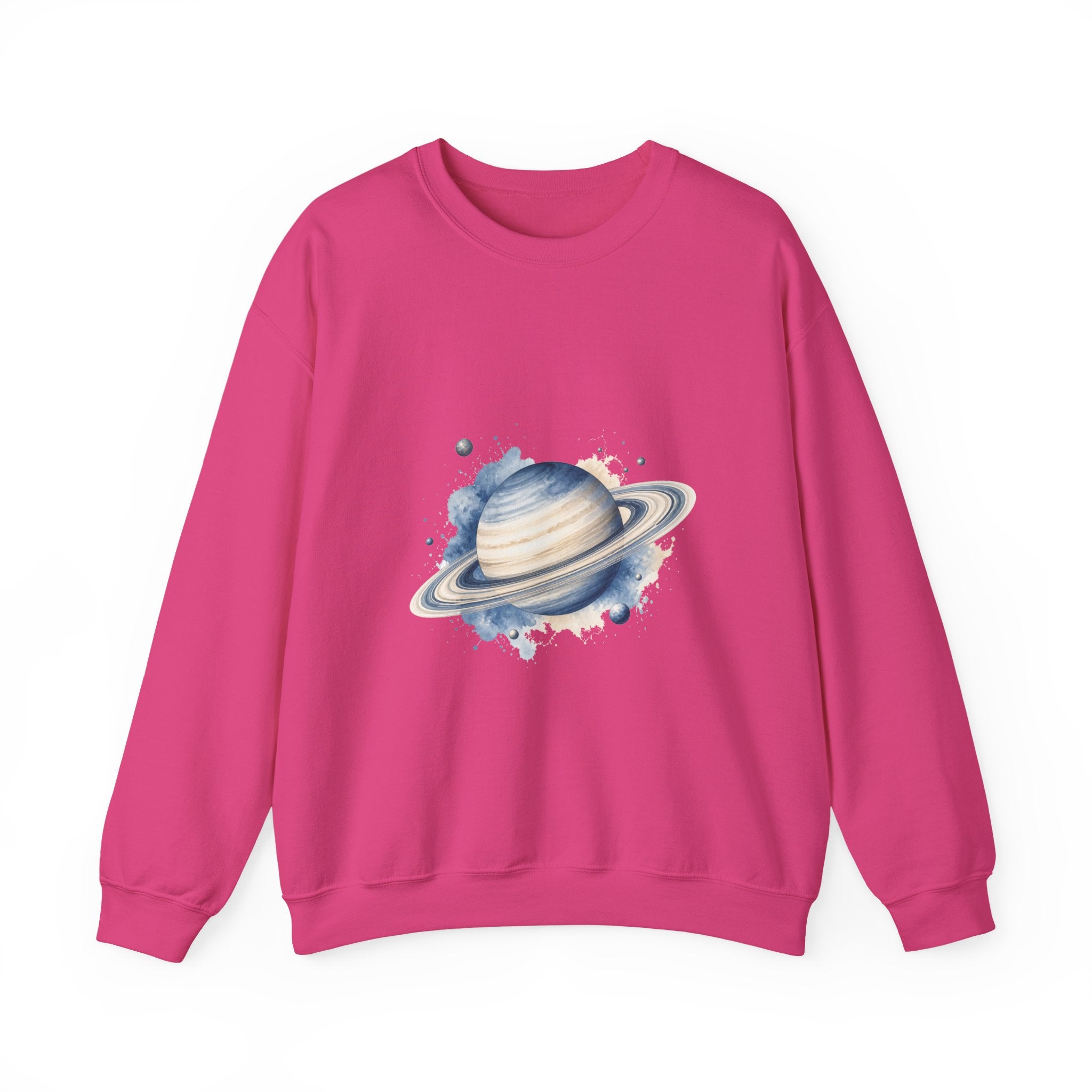 Matching Couple Sweatshirt - Saturn & Jupiter Matching Couple Crewneck Sweatshirt Watercolor Art His Hers Engagement Gift - Design A