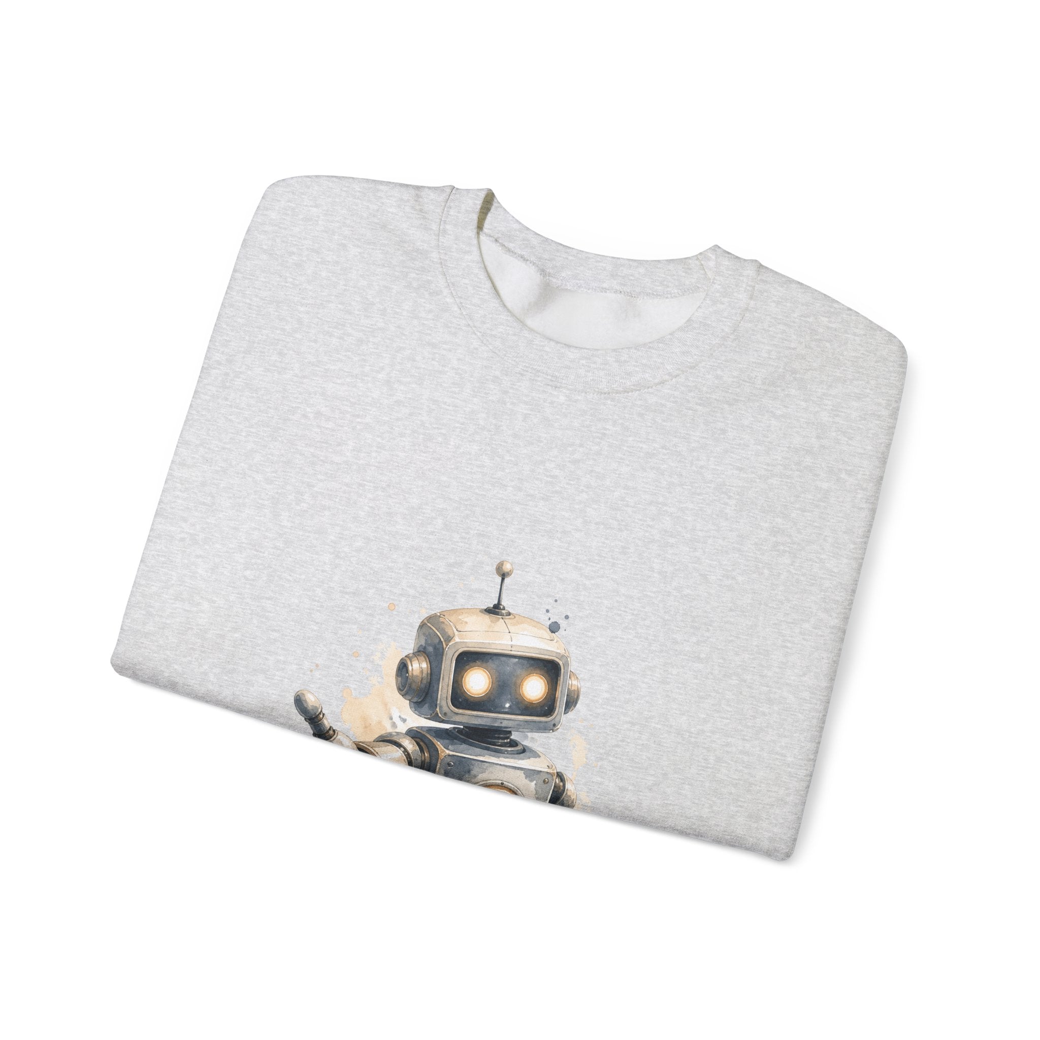 Matching Couple Sweatshirt - Robot & Heart Matching Couple Comfort Colors Crew Watercolor Art His Hers Birthday Gift - Design A
