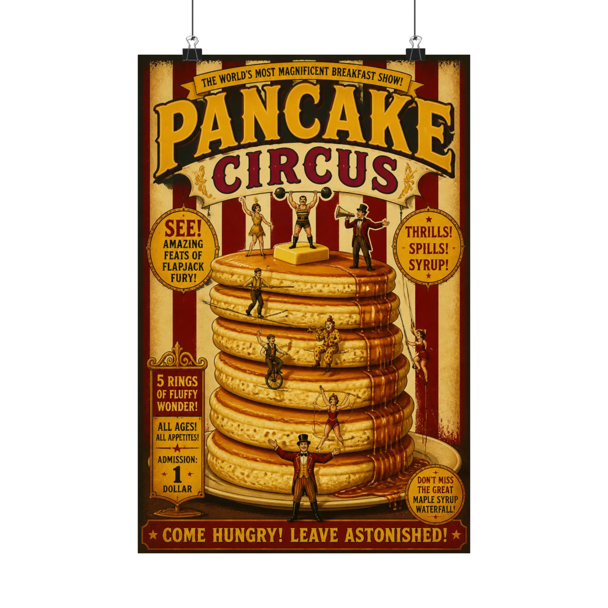Pancake Stack Platform Wall Art Poster 24×36 Vintage Circus Bedroom Decor Maximalist Print