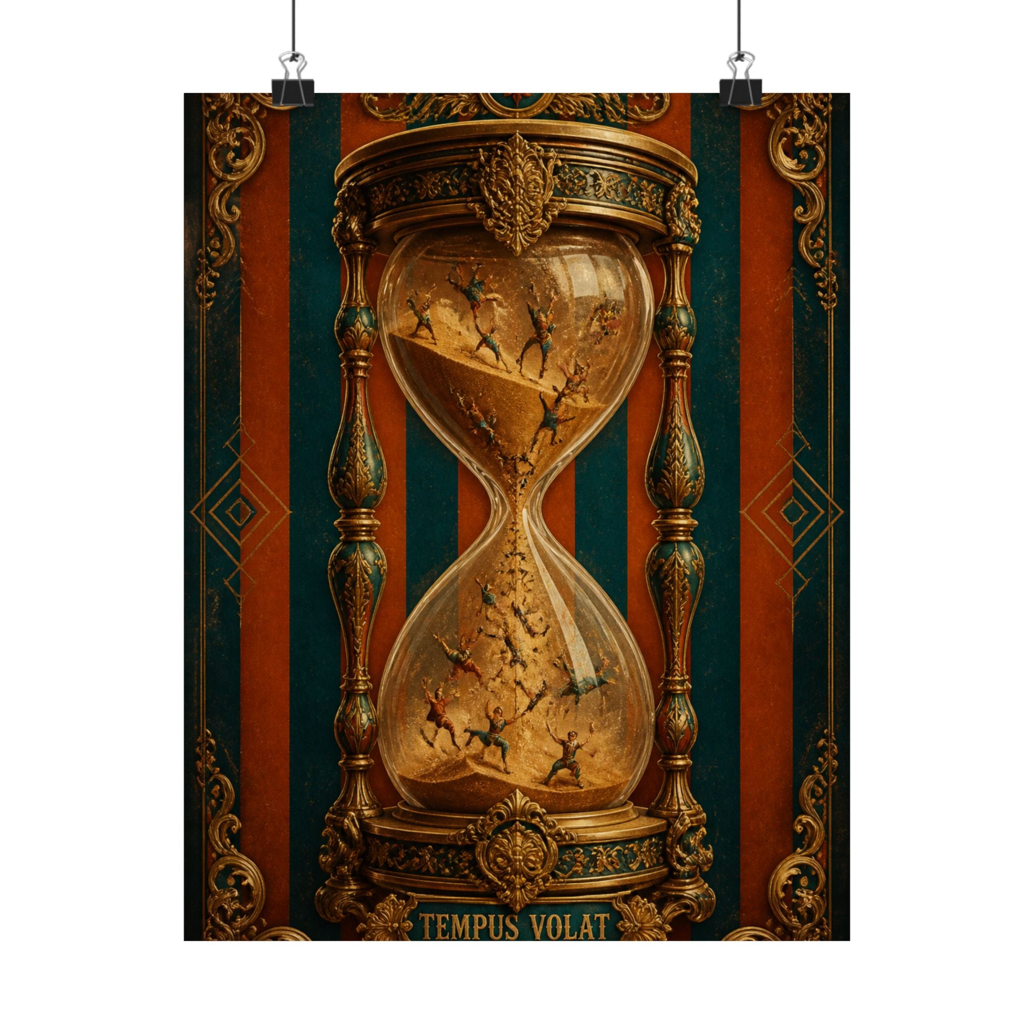 Hourglass Acrobats Wall Art Poster 18×24 Baroque Home Office Decor Maximalist Print