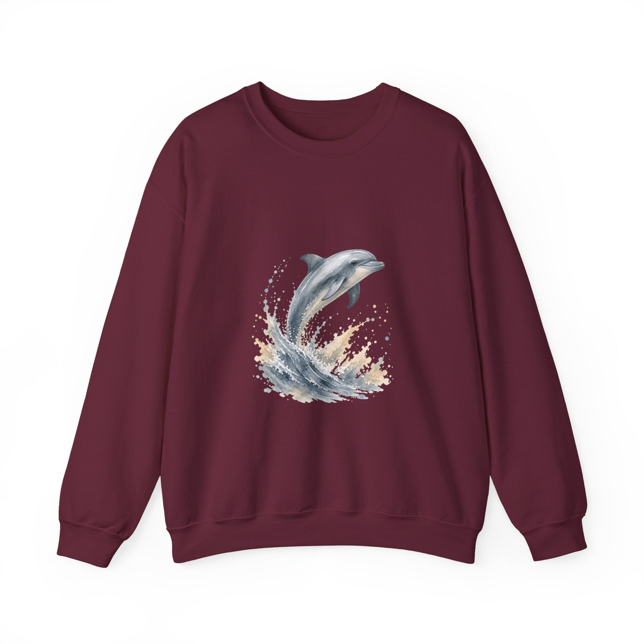 Matching Couple Sweatshirt - Shark & Dolphin Matching Couple Comfort Colors Crew Watercolor Art His Hers Birthday Gift - Design B