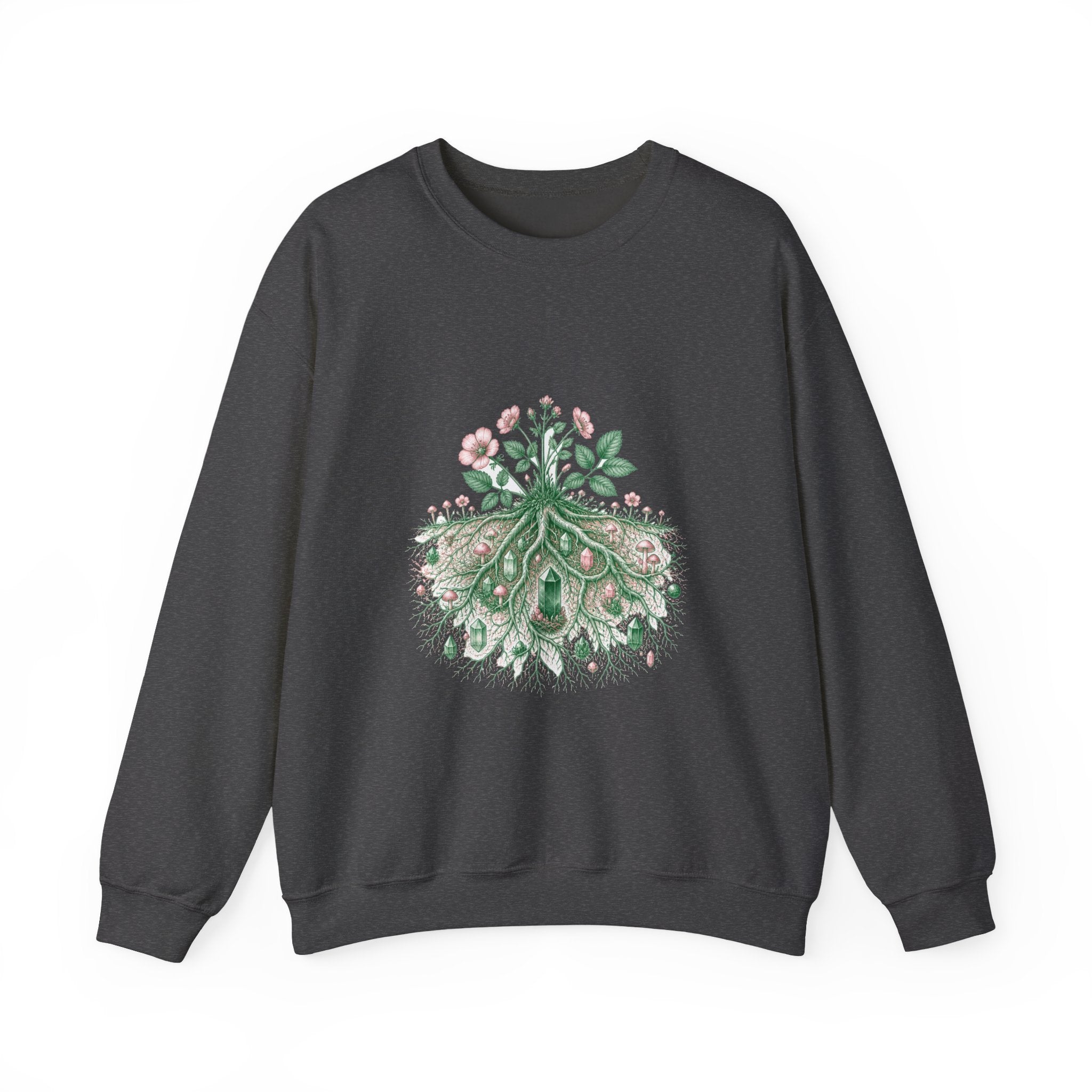 Matching Couple Sweatshirt - Ancient Oak & Deep Roots Matching Couple Crewneck Sweatshirt Vintage Art His Hers Wedding Gift - Design B