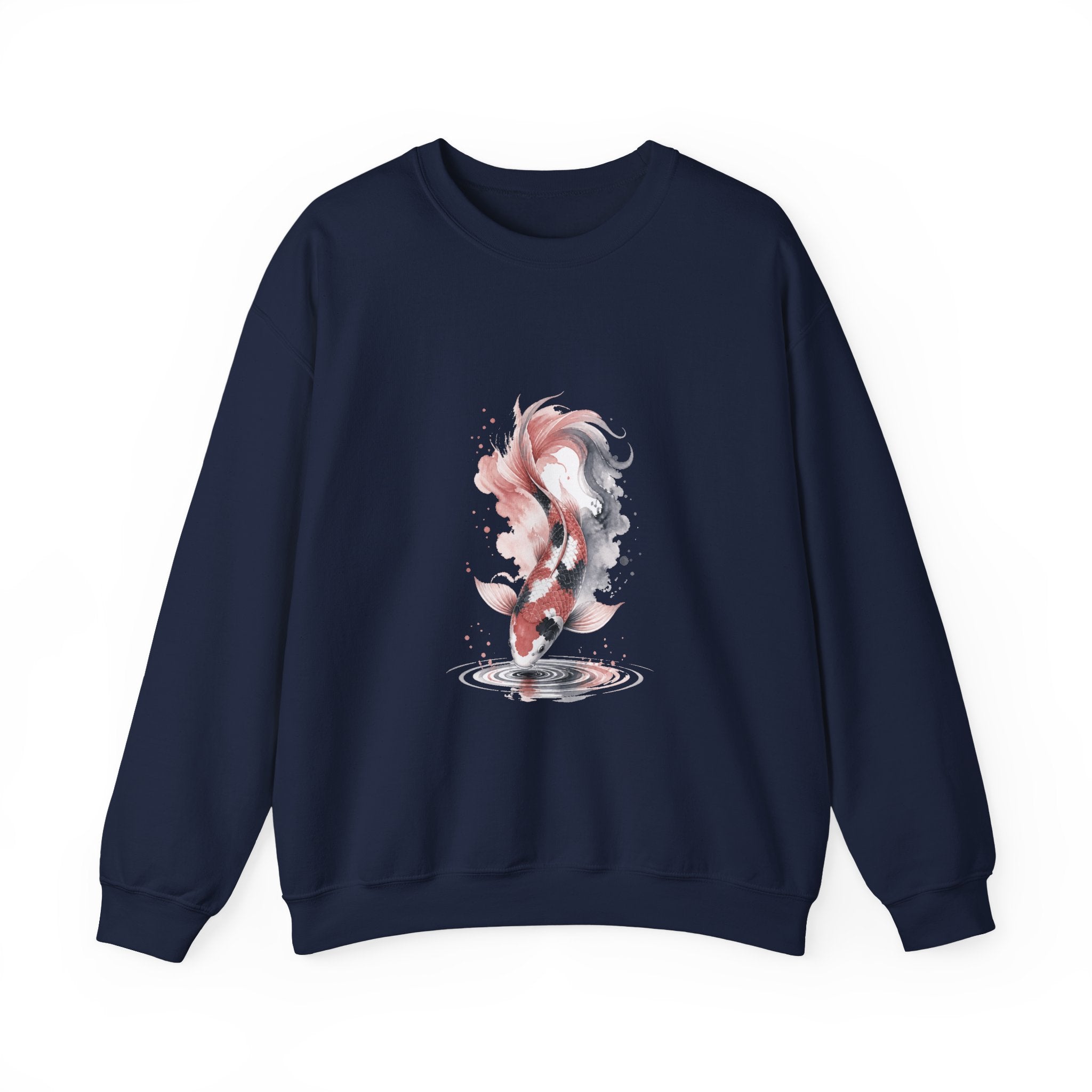 Matching Couple Sweatshirt - Koi Fish Yin Yang Matching Couple Crewneck Sweatshirt Watercolor Art His Hers Engagement Gift - Design B