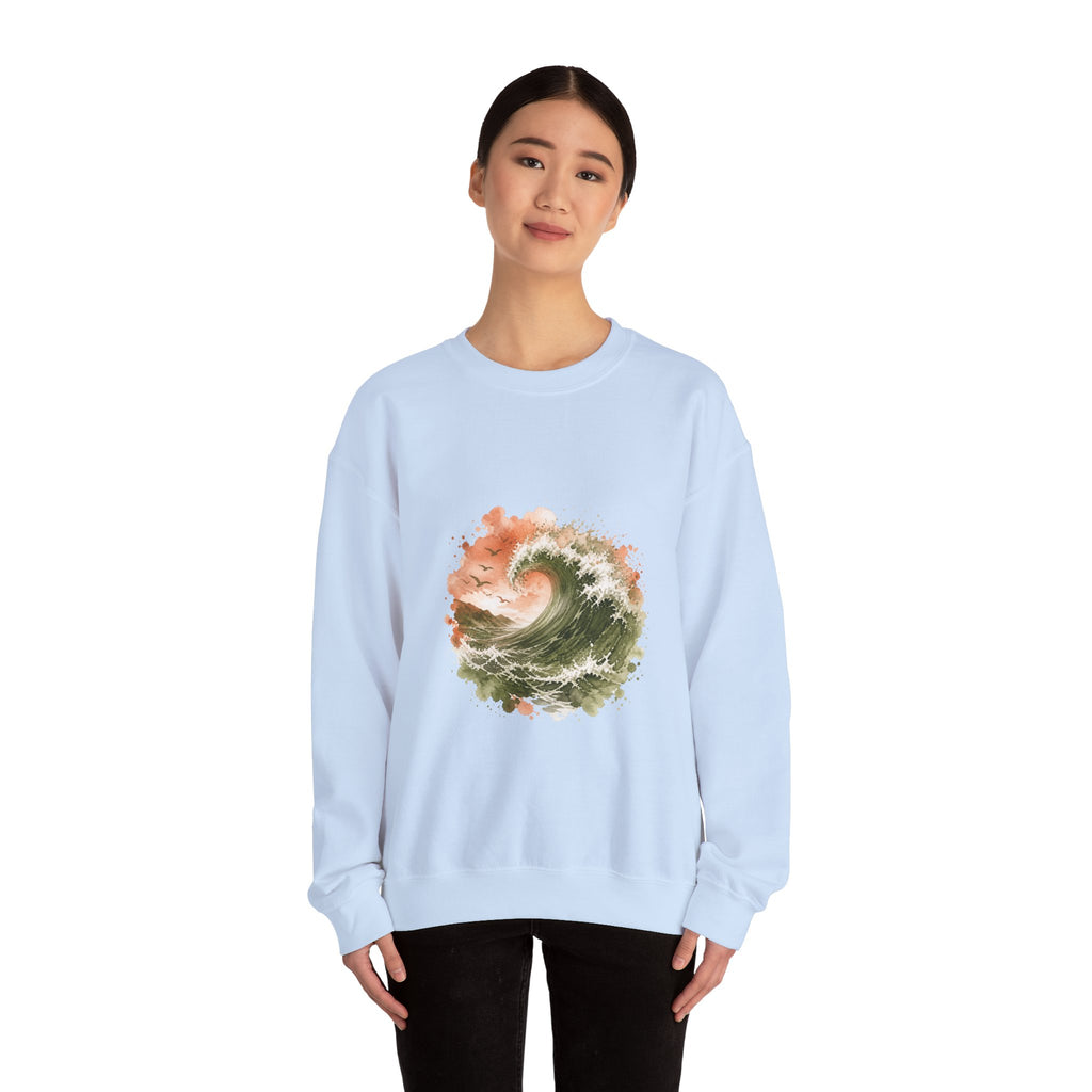Matching Couple Sweatshirt - Mountain & Ocean Matching Couple Premium Fleece Sweatshirt Watercolor Art His Hers Birthday Gift - Design B