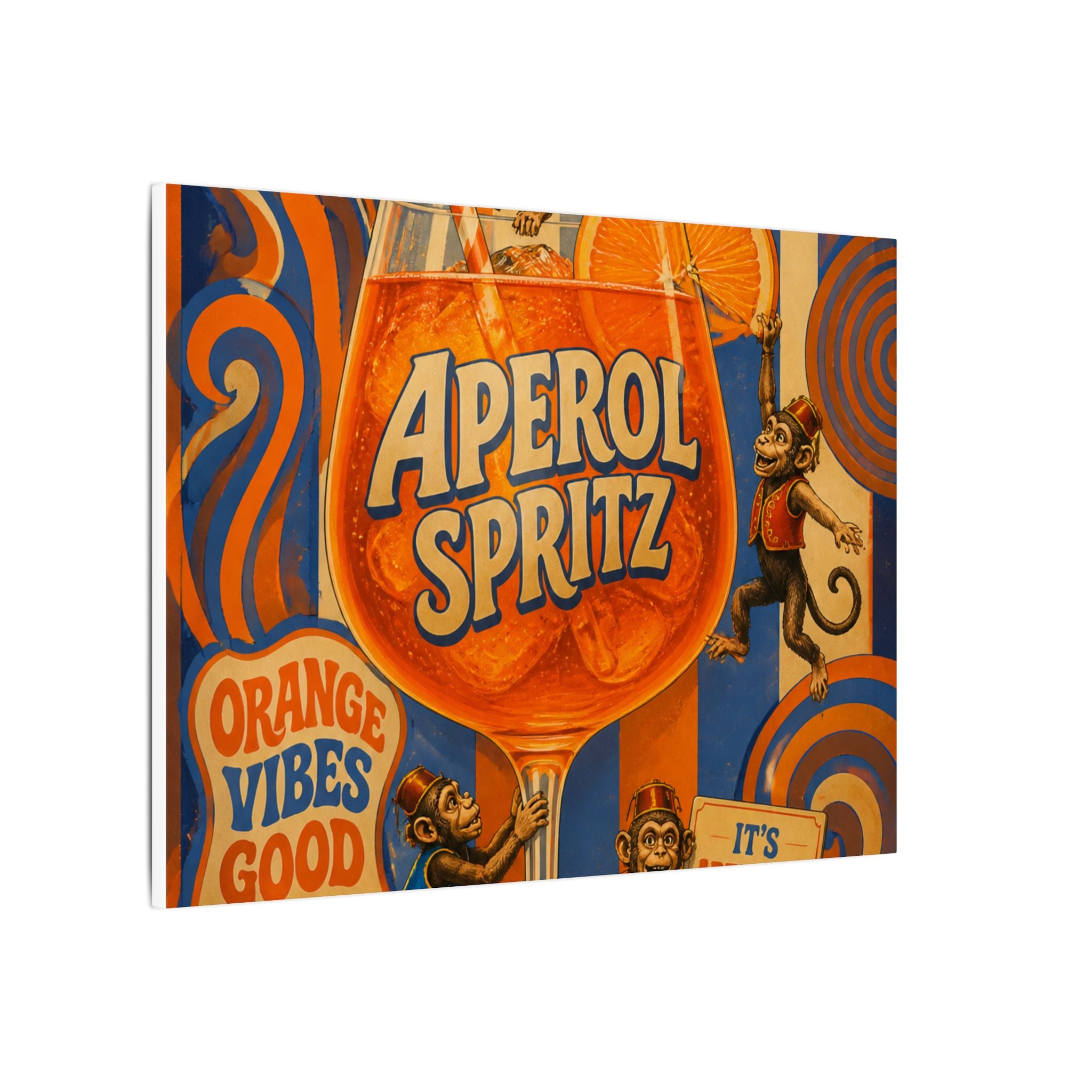 Aperol Spritz Monkeys Wall Art Canvas 24×36 Psychedelic Dining Room Decor Maximalist Print