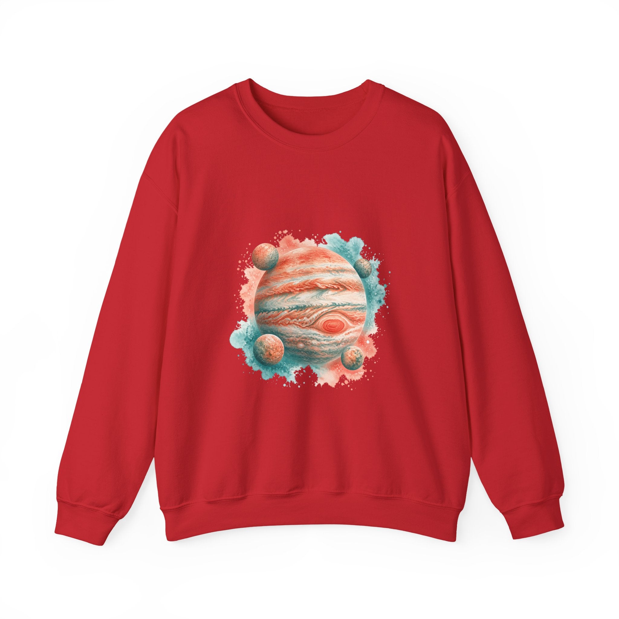 Matching Couple Sweatshirt - Saturn & Jupiter Matching Couple Premium Fleece Sweatshirt Watercolor Art His Hers Birthday Gift - Design B