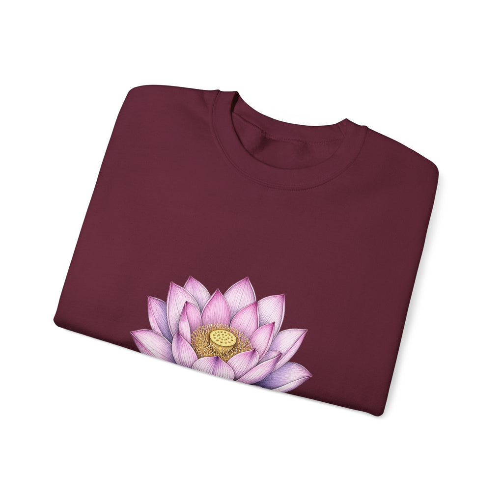 Matching Couple Sweatshirt - Open & Closed Lotus Matching Couple Crewneck Sweatshirt Hand-Drawn Art His Hers Best Friend Gift - Design A