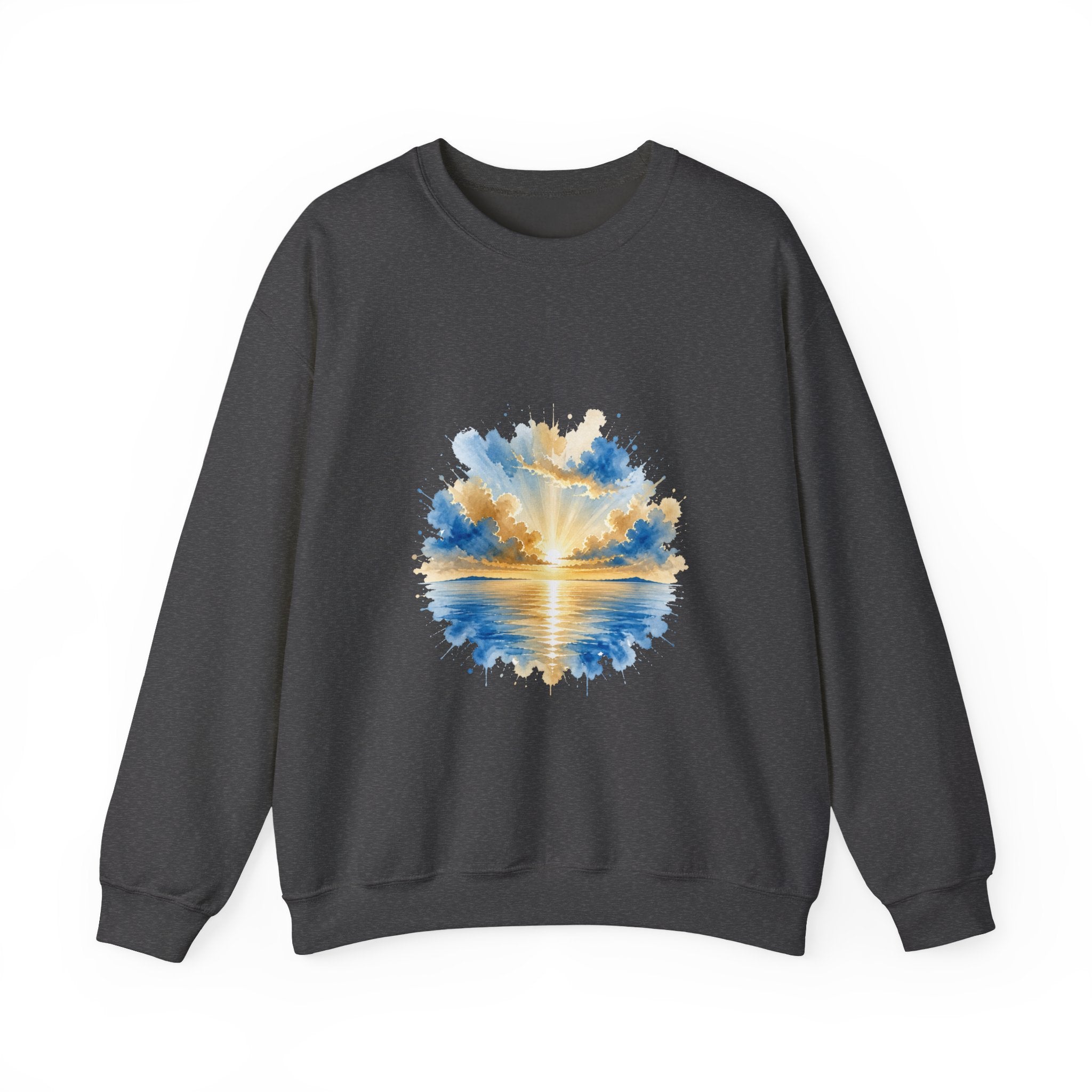 Matching Couple Sweatshirt - Sunrise & Sunset Matching Couple Crewneck Sweatshirt Watercolor Art His Hers Engagement Gift - Design A