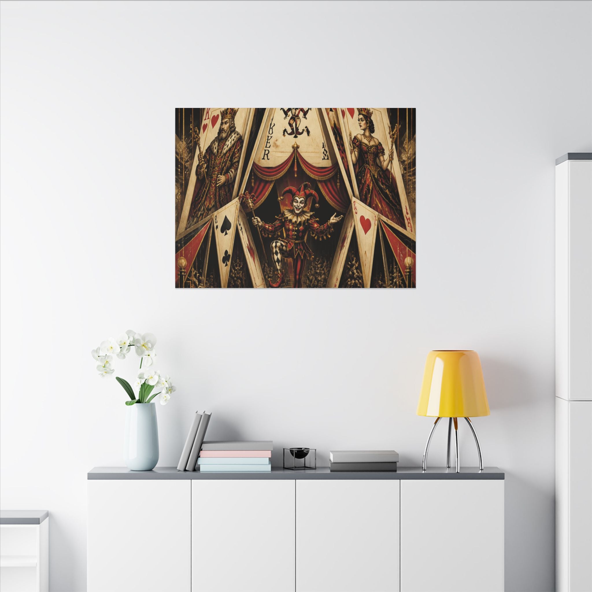 Playing Cards Tent Wall Art Canvas 24×36 Art Deco Bar Area Decor Maximalist Print