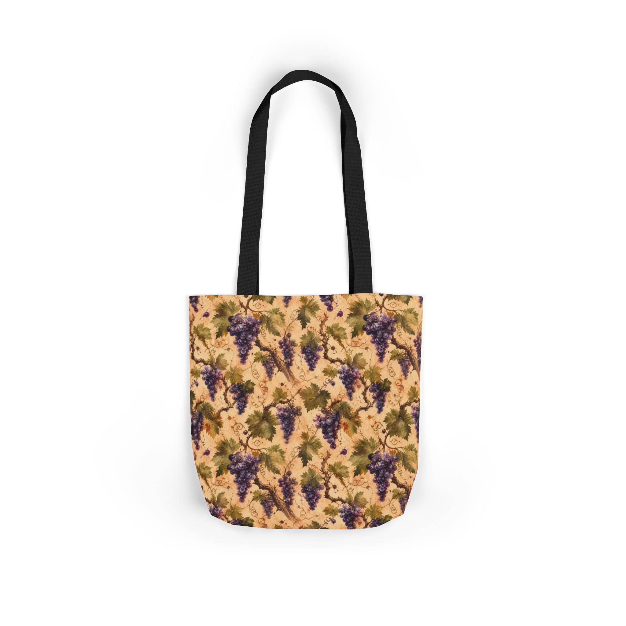 Grape Clusters Canvas Tote Bag Mediterranean Kitchen Watercolor Splash Design Italian Cottagecore Gift