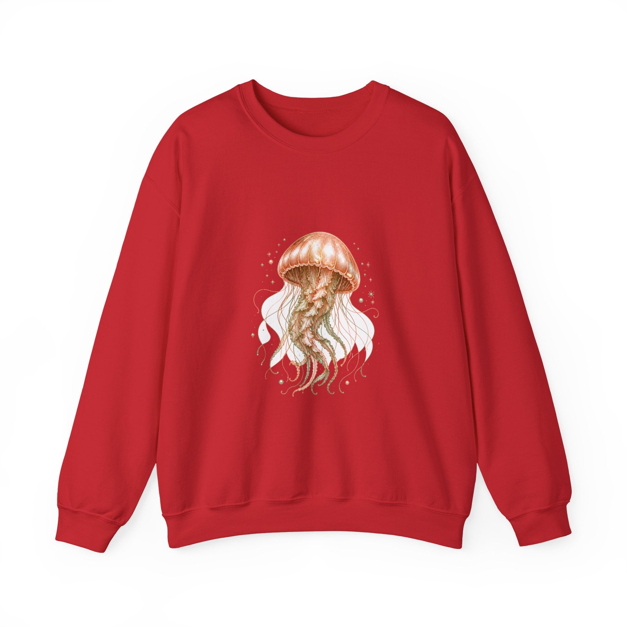 Matching Couple Sweatshirt - Octopus & Jellyfish Matching Couple Comfort Colors Crew Hand-Drawn Art His Hers Anniversary Gift - Design B