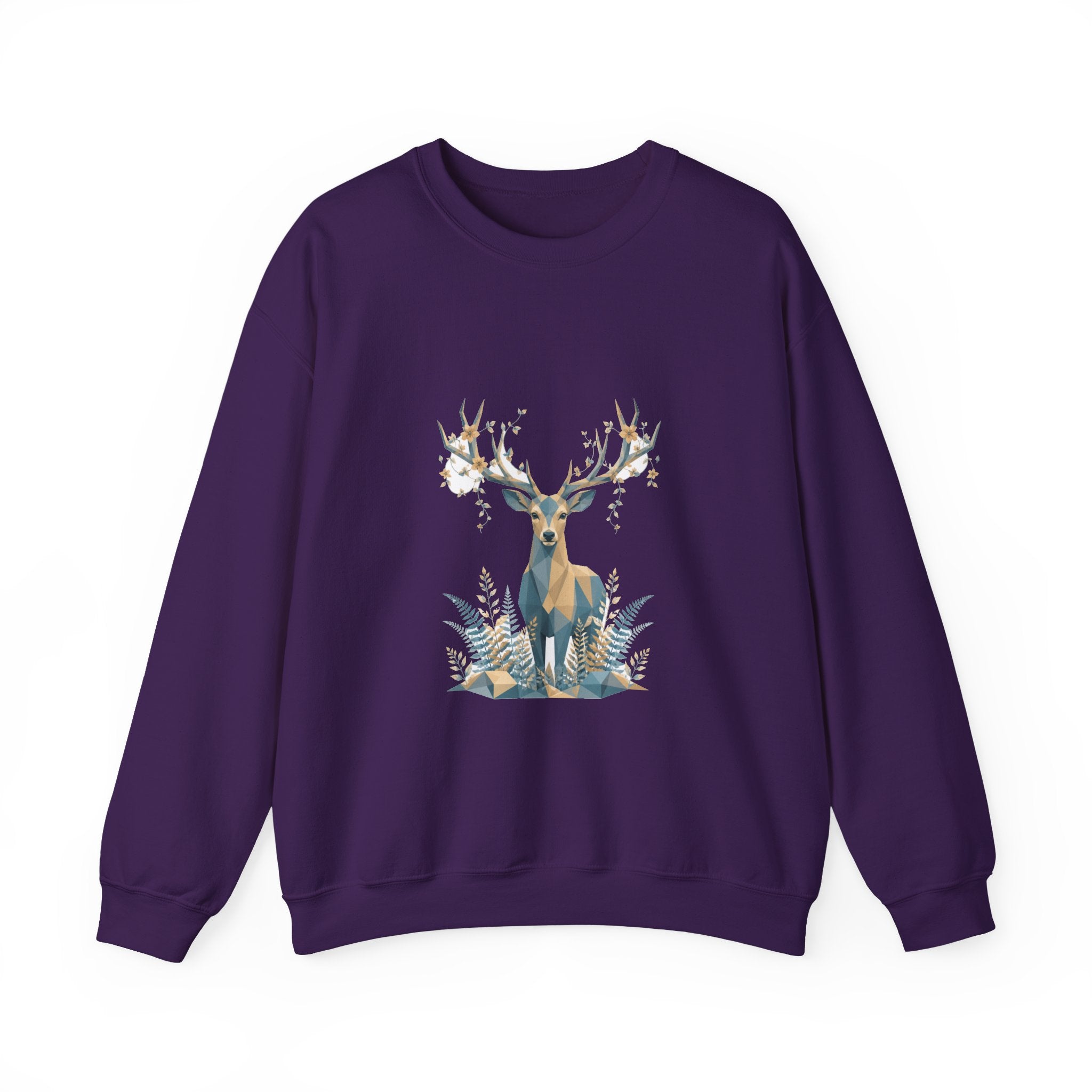 Matching Couple Sweatshirt - Bear & Deer Matching Couple Premium Fleece Sweatshirt Geometric Art His Hers Love Gift - Design B