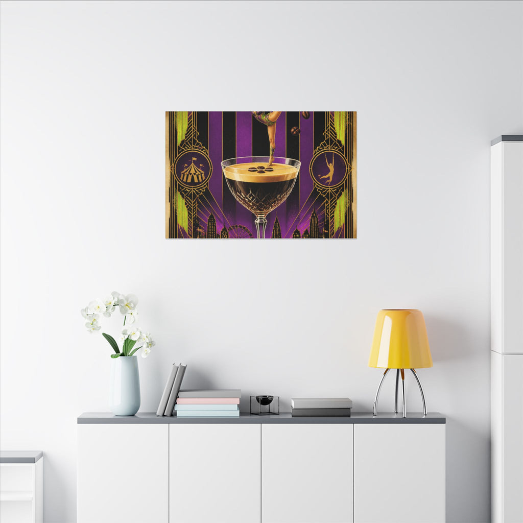 Espresso Martini Acrobat Wall Art Canvas 24×36 Art Deco Bar Area Decor Maximalist Print