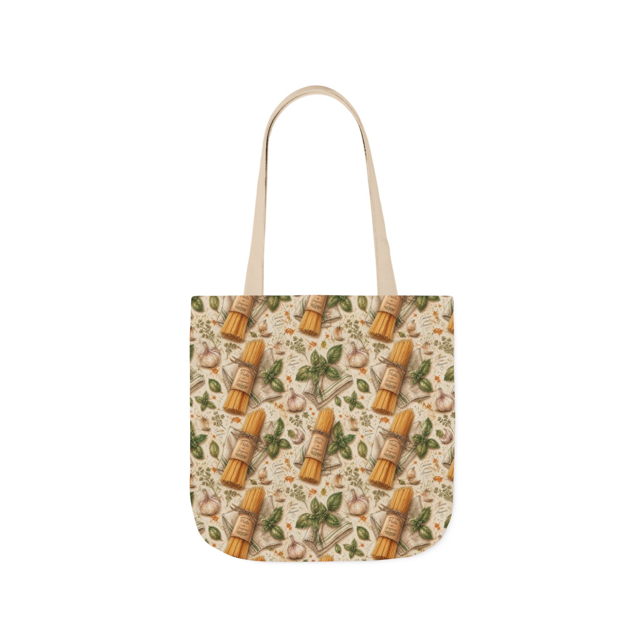 Spaghetti Bundle Canvas Tote Bag Mediterranean Kitchen Watercolor Design Italian Cottagecore Gift