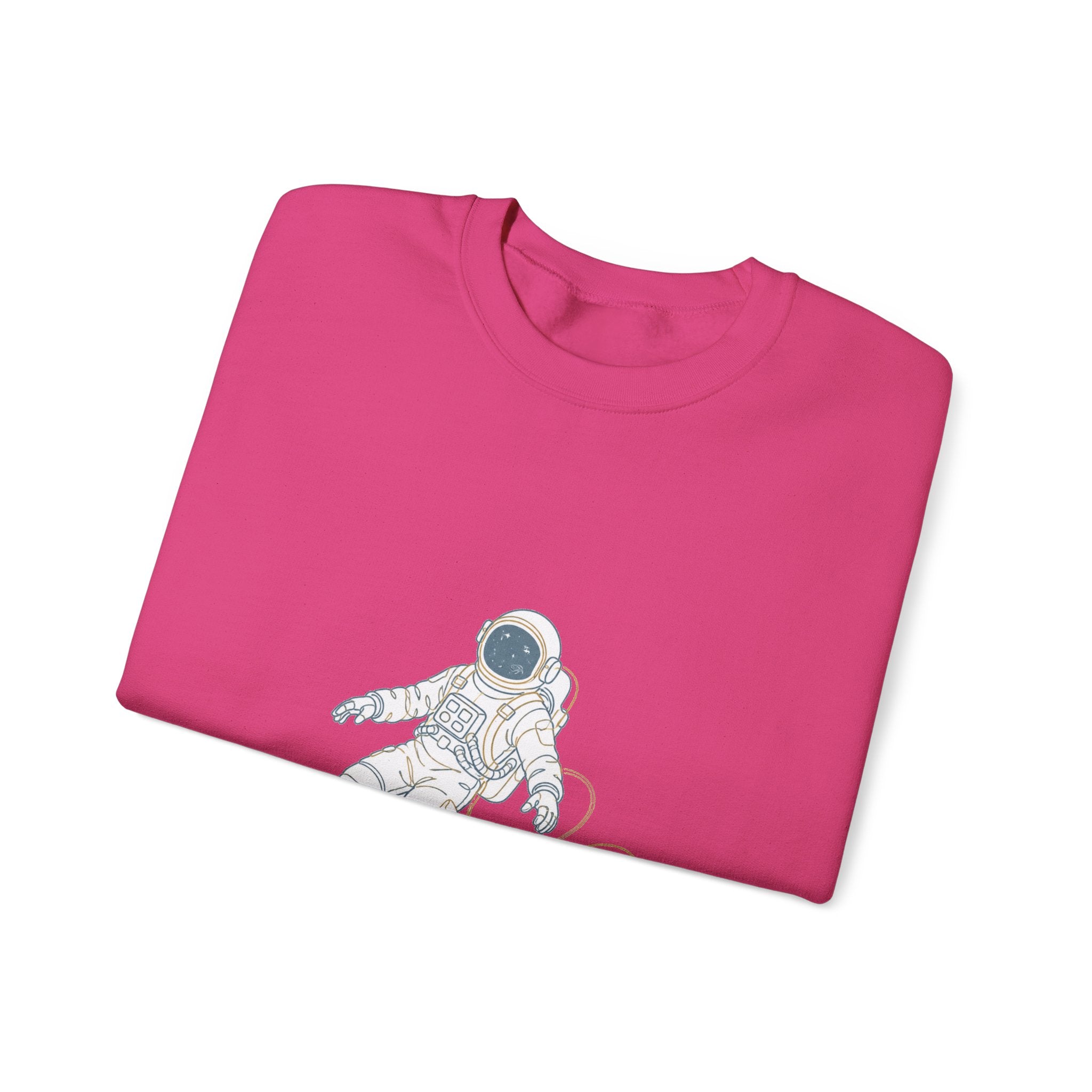 Matching Couple Sweatshirt - Astronaut & Planet Matching Couple Crewneck Sweatshirt Minimalist Art His Hers Valentine Gift - Design A