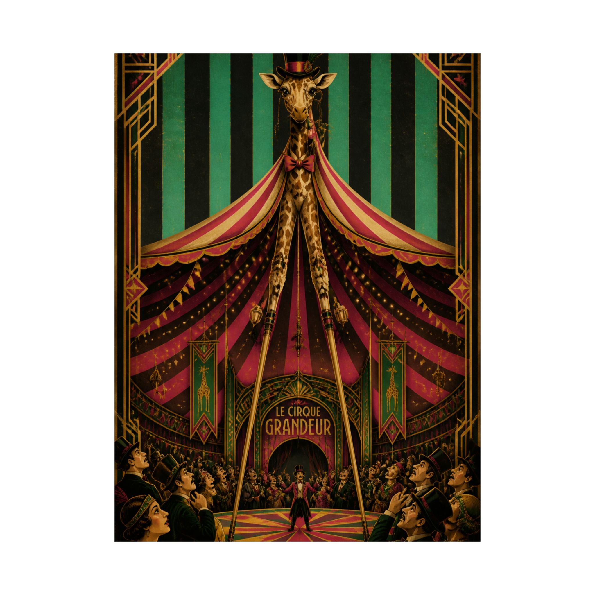 Giraffe on Stilts Wall Art Poster 18×24 Art Deco Entryway Decor Maximalist Print